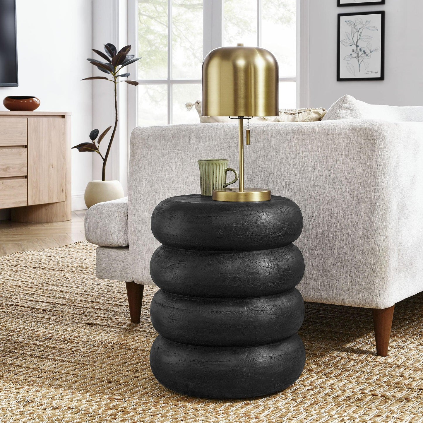 Ellery Round Stacked Wood Side Table by Modway FredCo