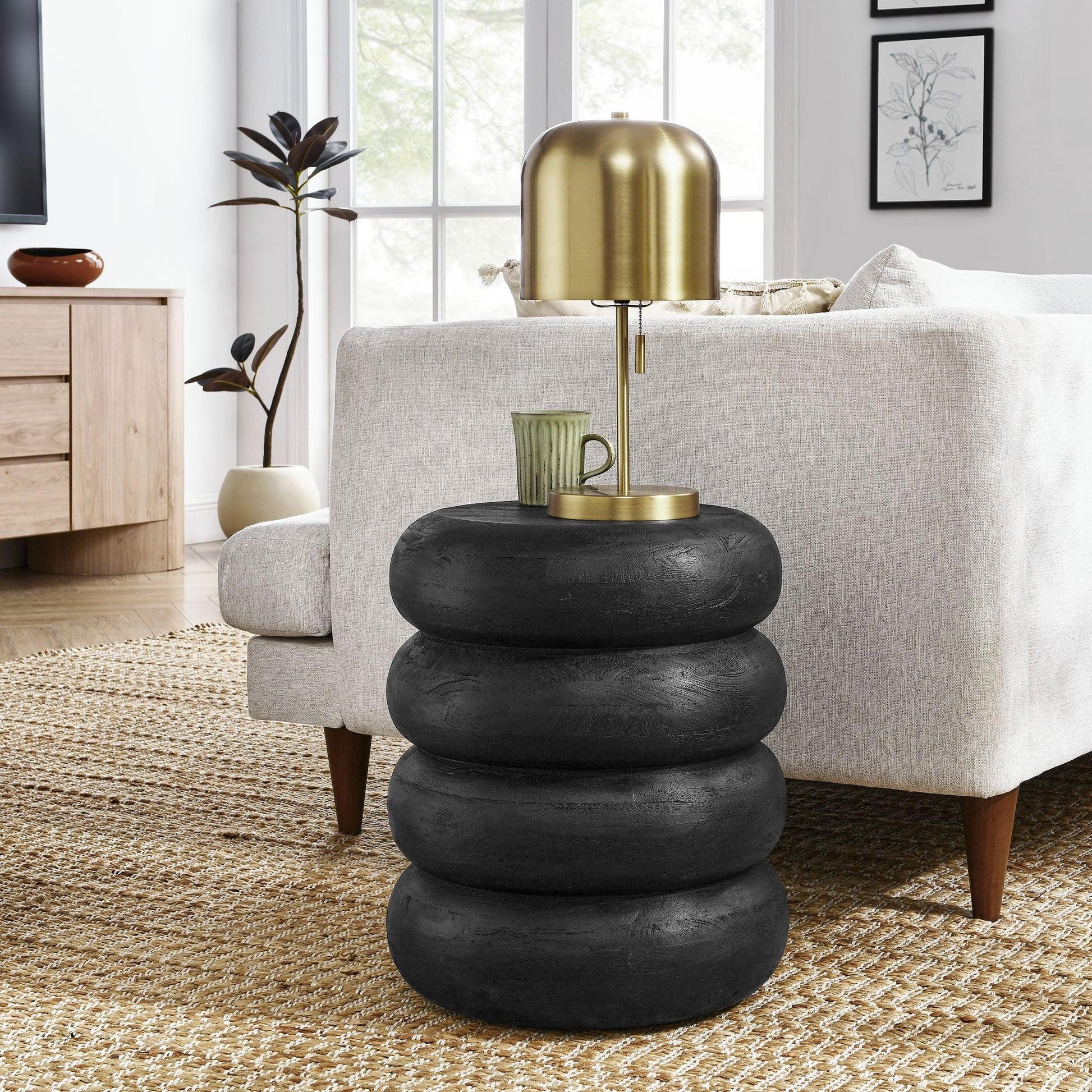 Ellery Round Stacked Wood Side Table by Modway FredCo