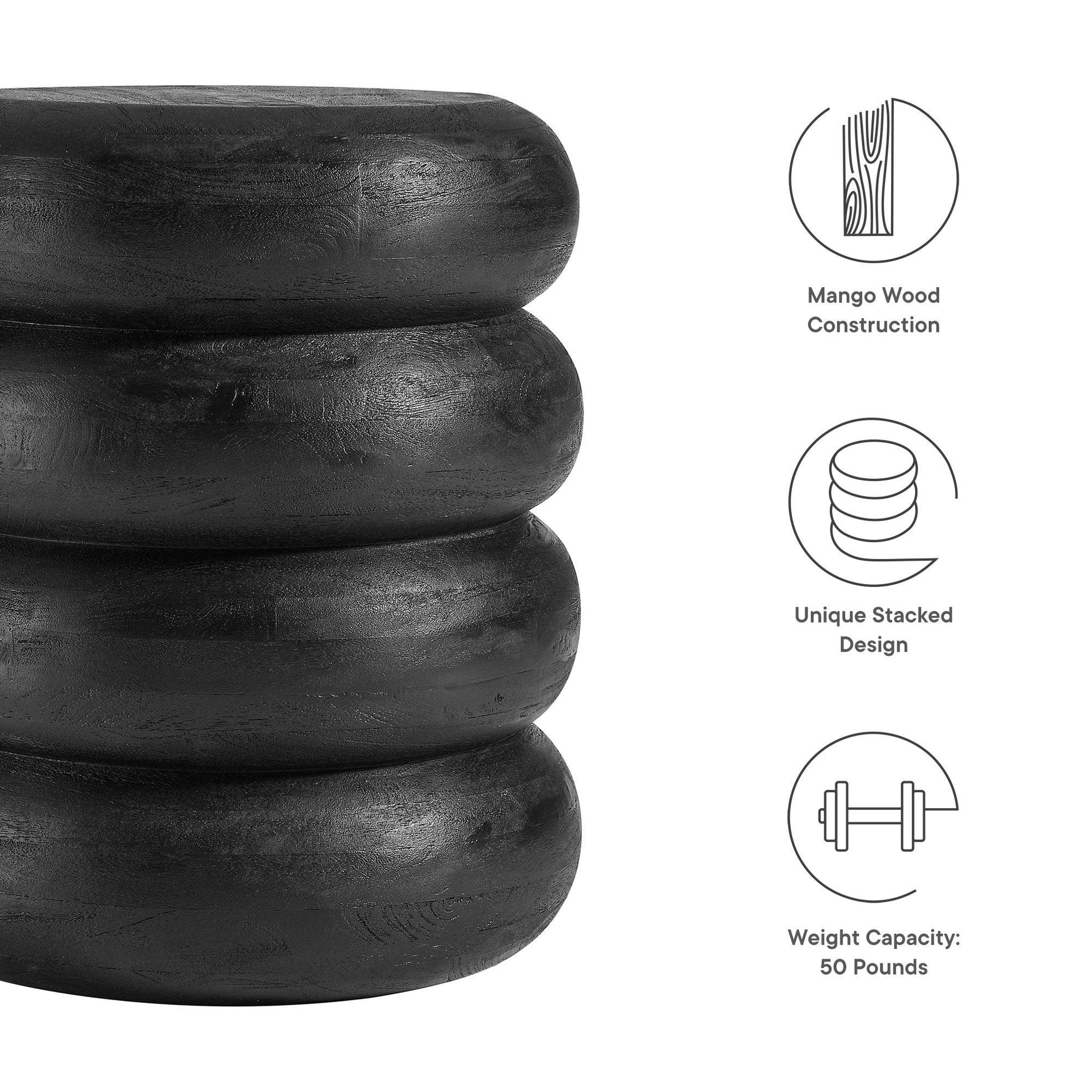 Ellery Round Stacked Wood Side Table by Modway FredCo
