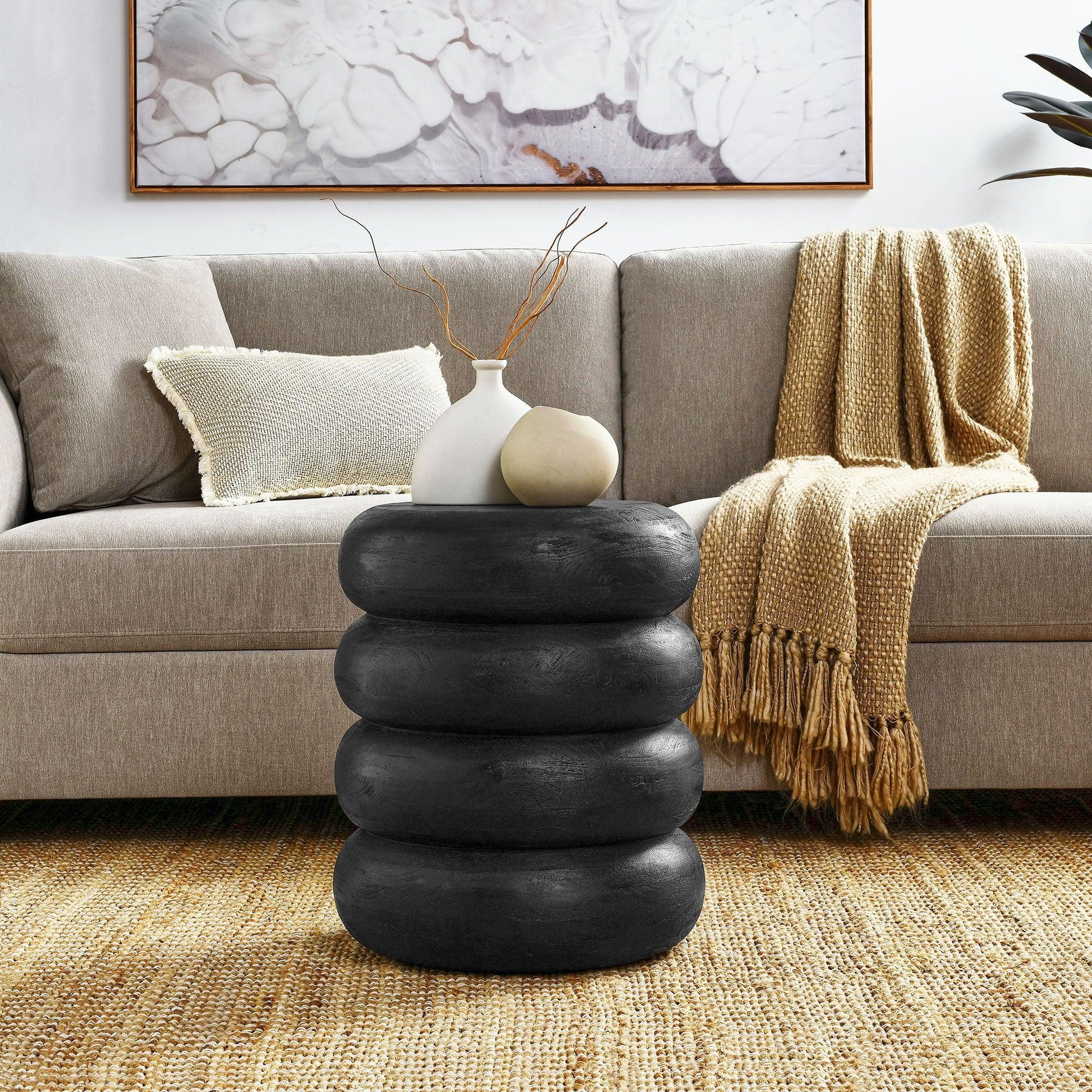 Ellery Round Stacked Wood Side Table by Modway FredCo