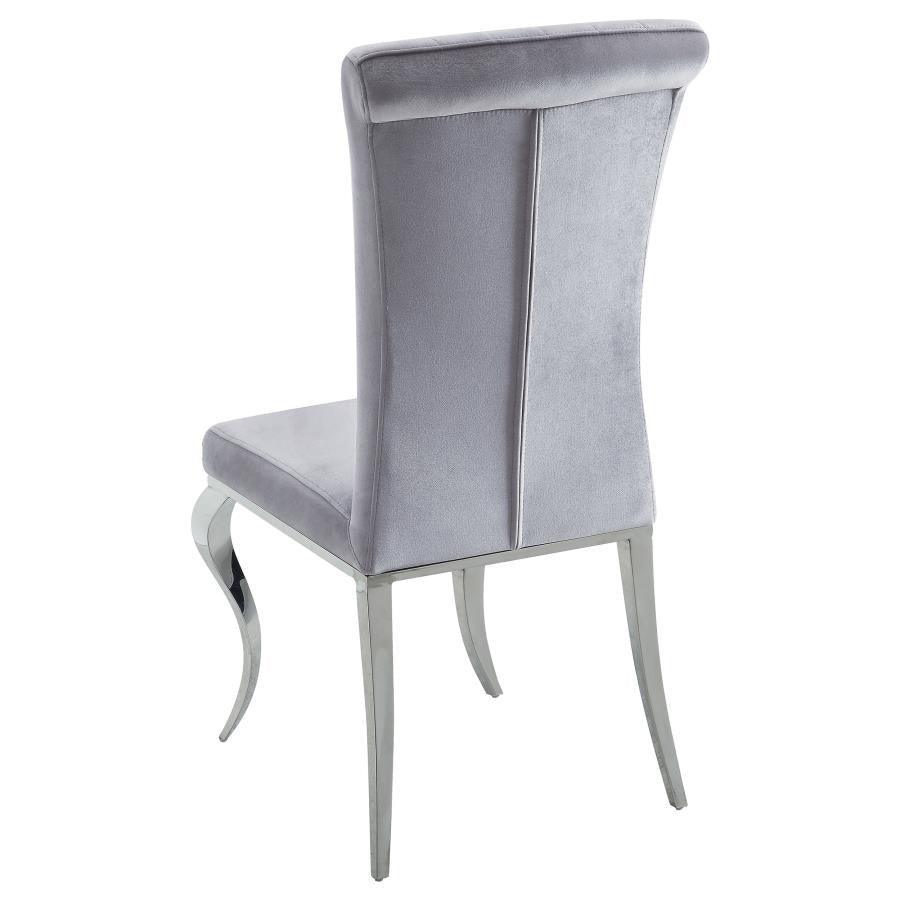Ellie 5-piece Cylinder Pedestal Dining Room Set Mirror and Grey 115551-S5G Coaster FredCo