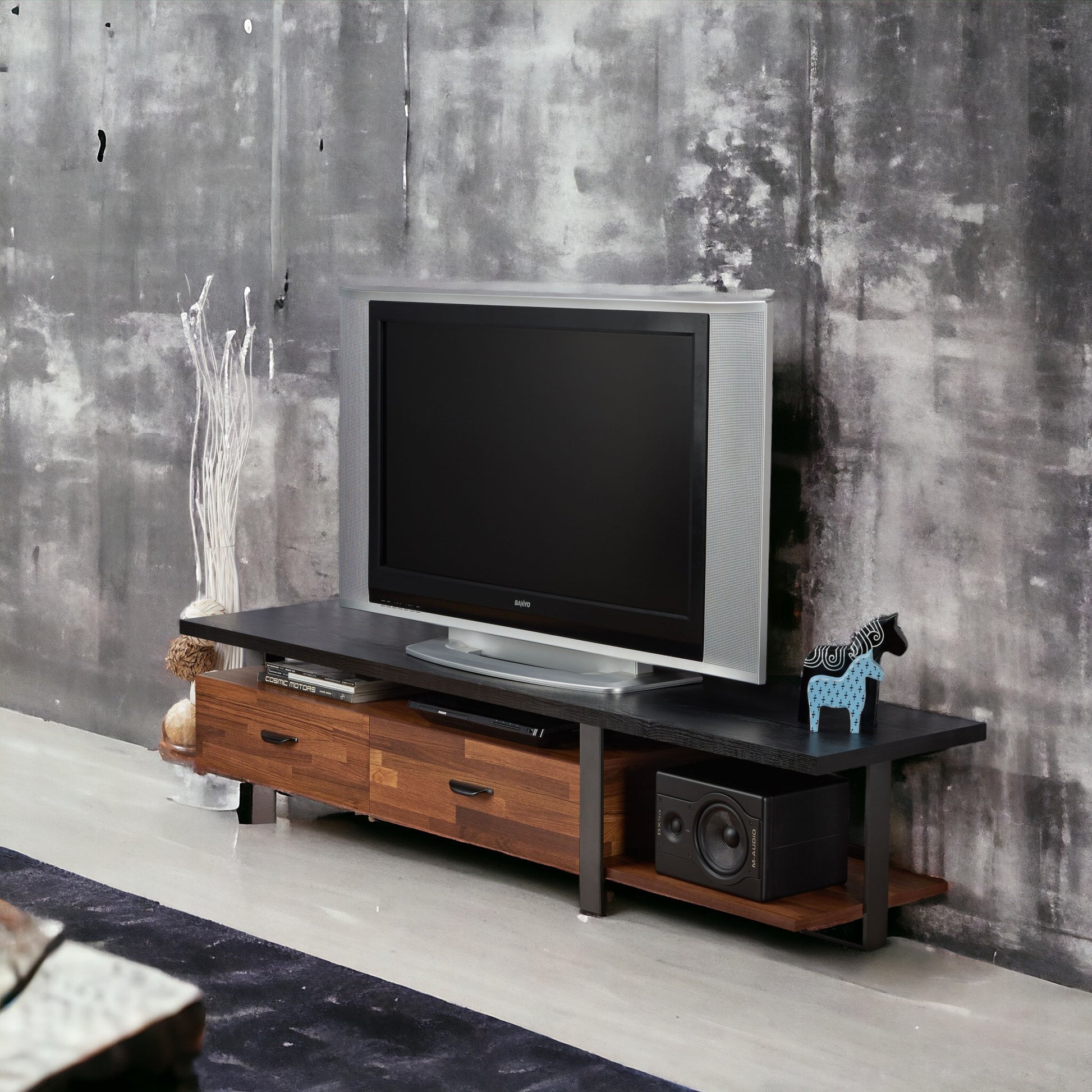 Elling Walnut & Black Finish TV Stand FredCo