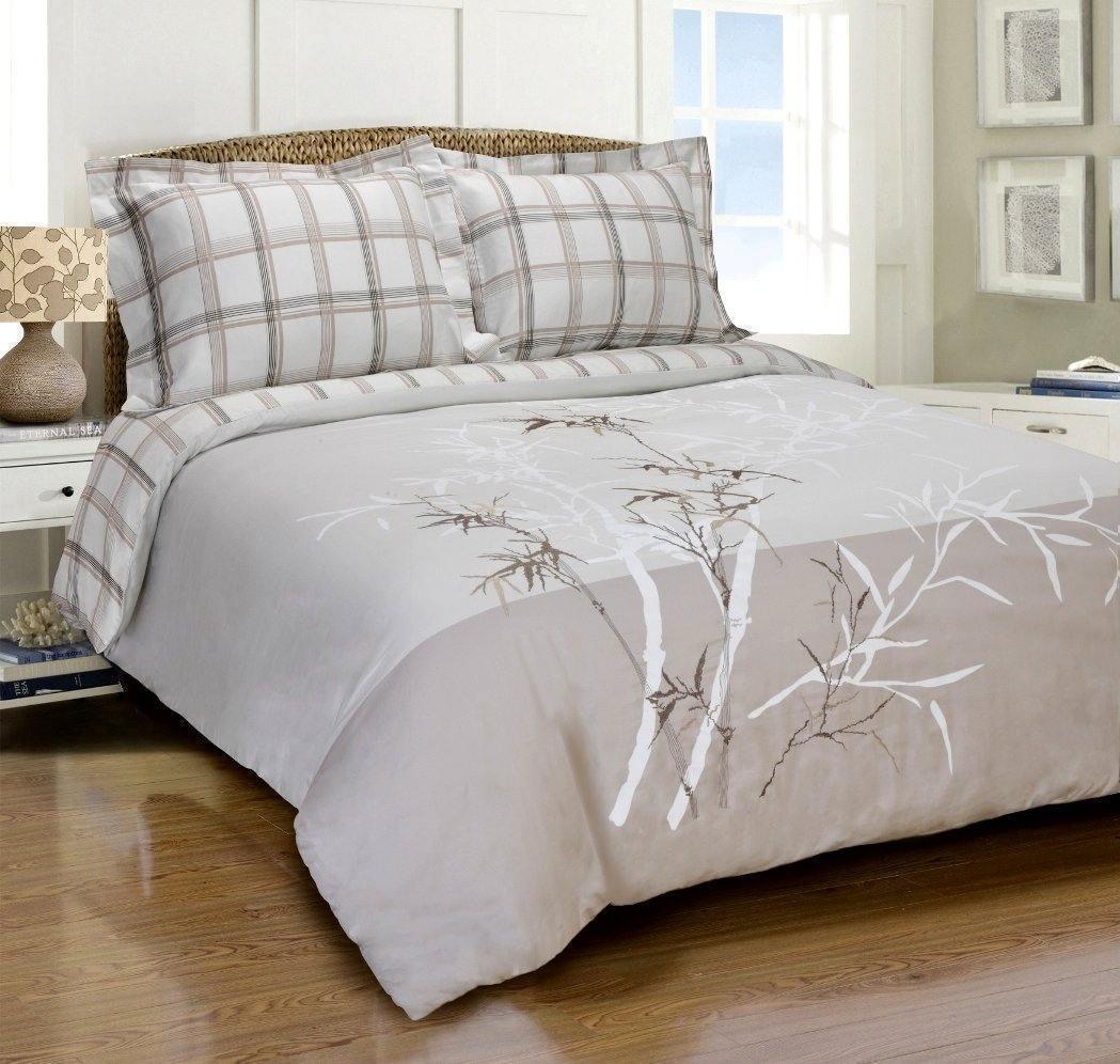 Elmwood 100% Cotton Reversible Embroidered Bamboo Duvet Cover Set FredCo