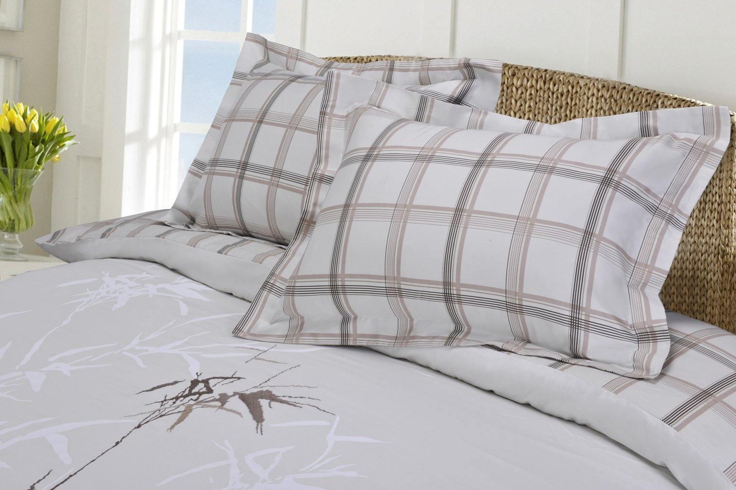 Elmwood 100% Cotton Reversible Embroidered Bamboo Duvet Cover Set FredCo