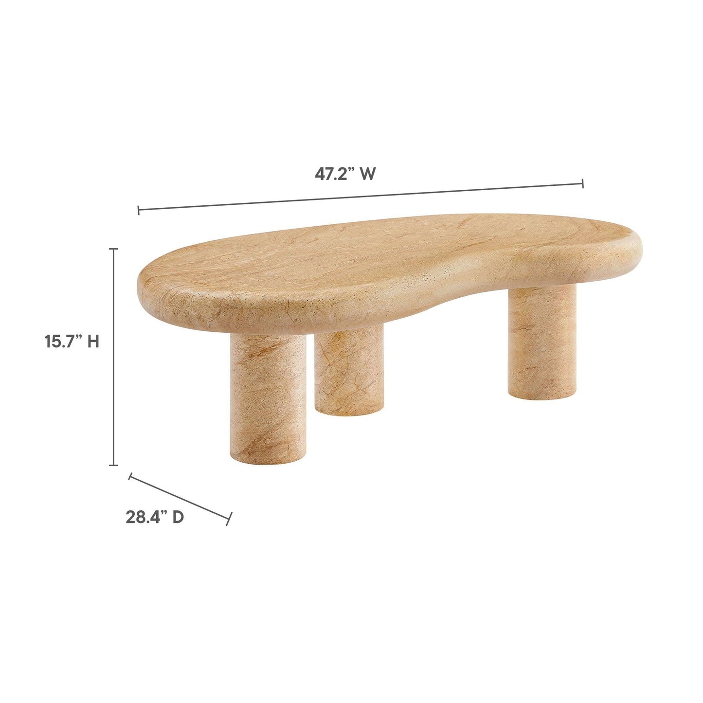Elowen Indoor - Outdoor Patio Textured Faux Travertine Coffee Table by Modway FredCo