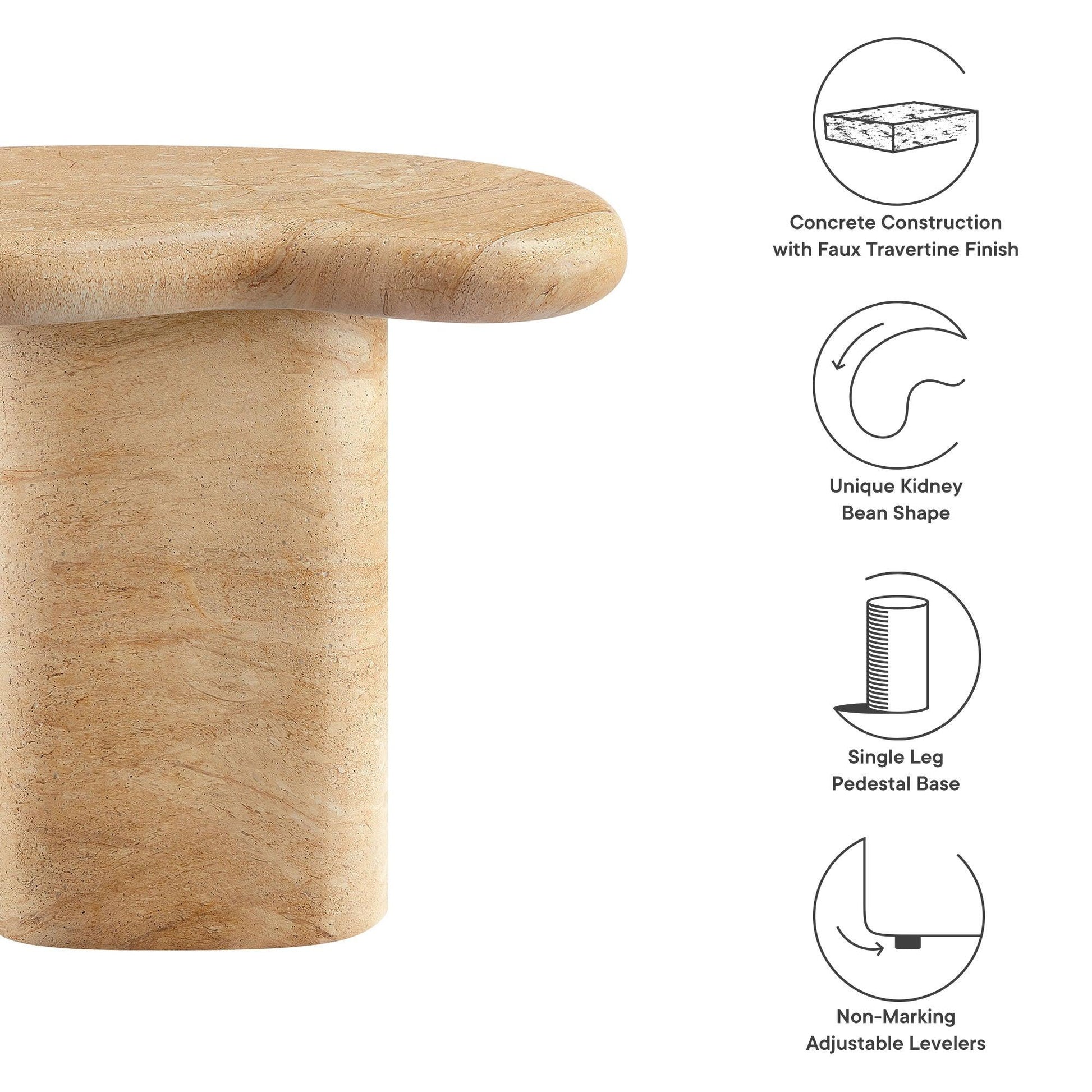 Elowen Indoor - Outdoor Patio Textured Faux Travertine Side Table by Modway FredCo