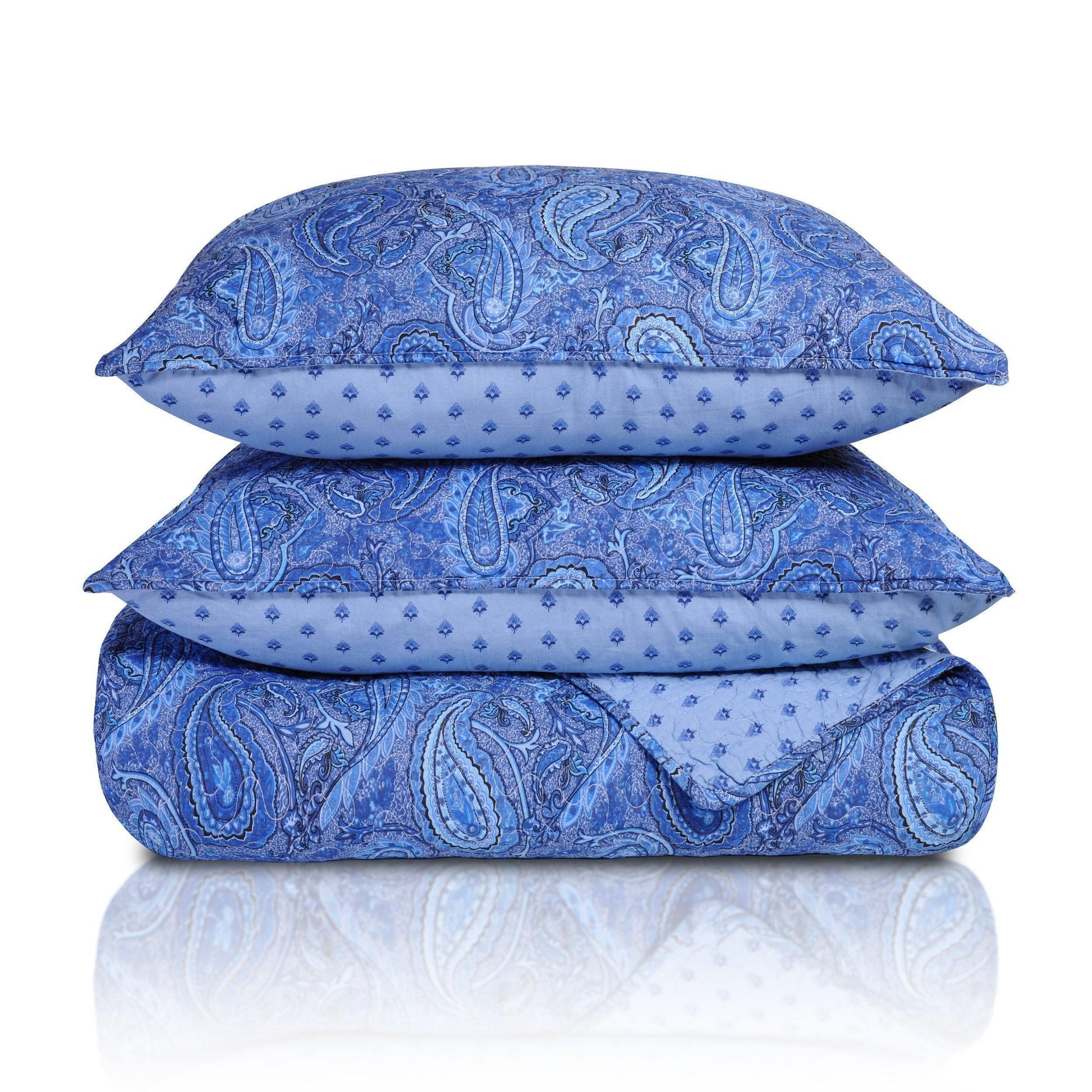 Embossed Morrocan Paisley 100% Long-Staple Cotton Quilt Set, 2 Colors FredCo