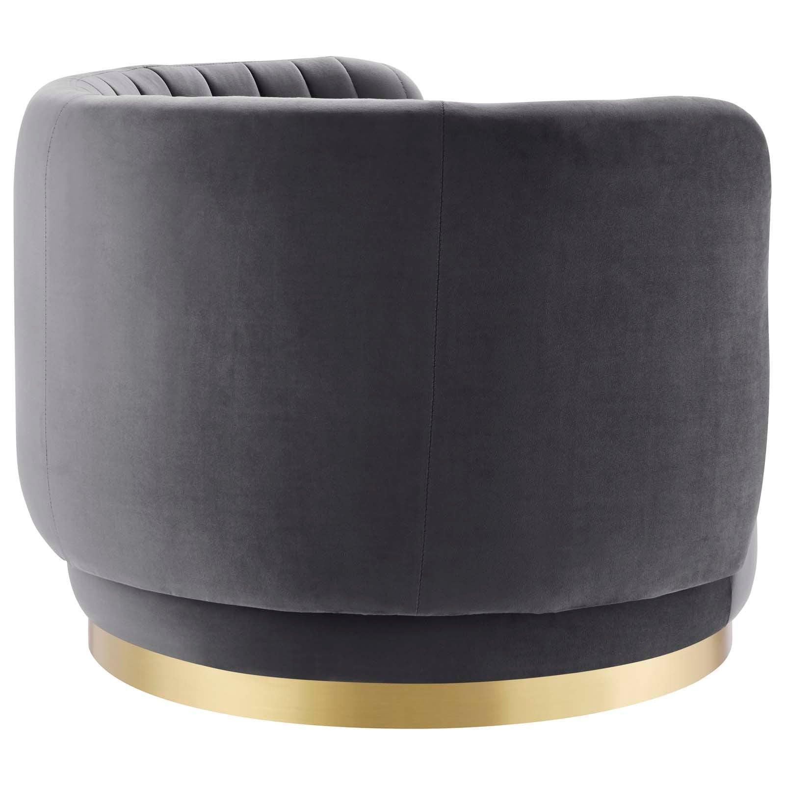 Embrace Tufted Performance Velvet Swivel Chair, EEI-4997 FredCo