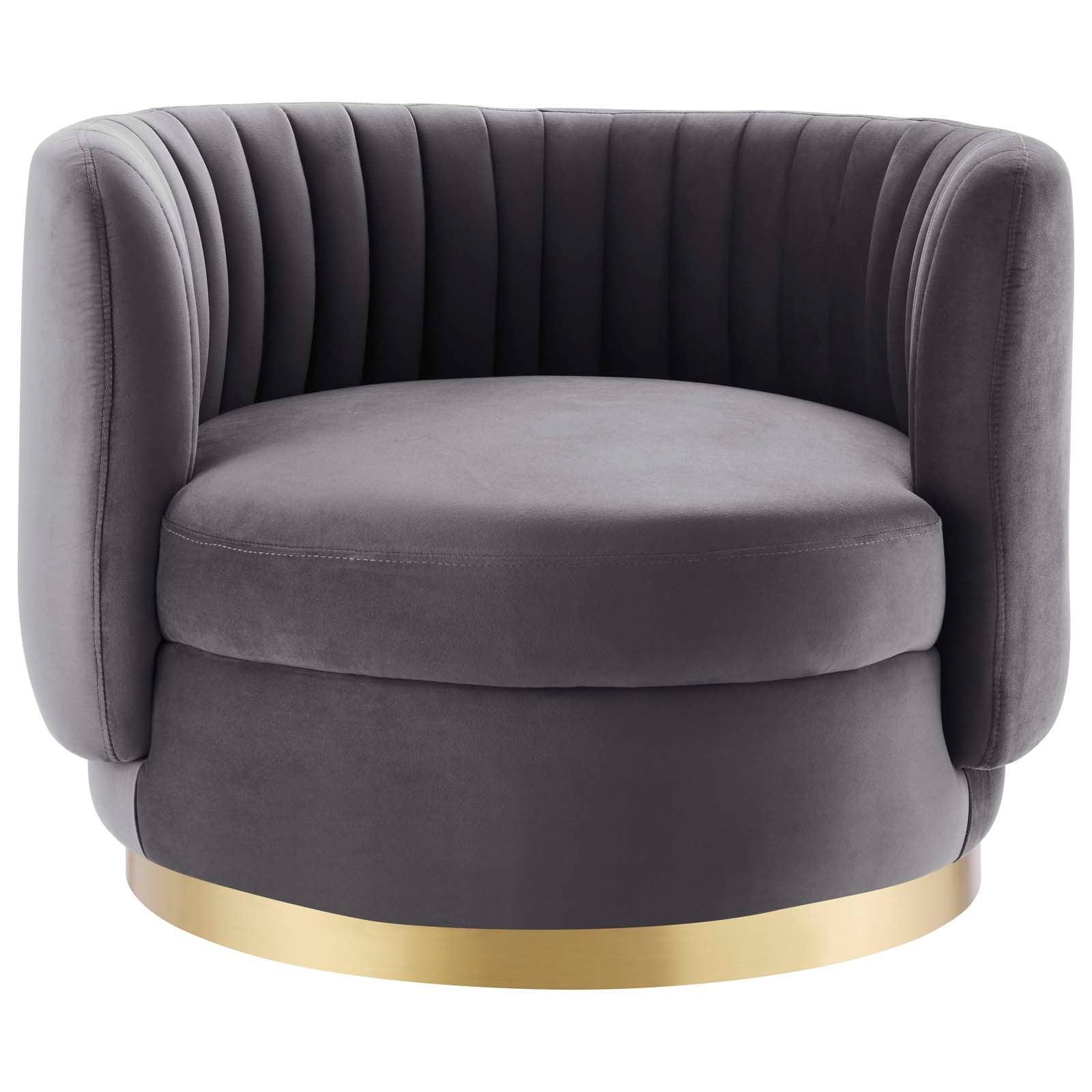 Embrace Tufted Performance Velvet Swivel Chair, EEI-4997 FredCo