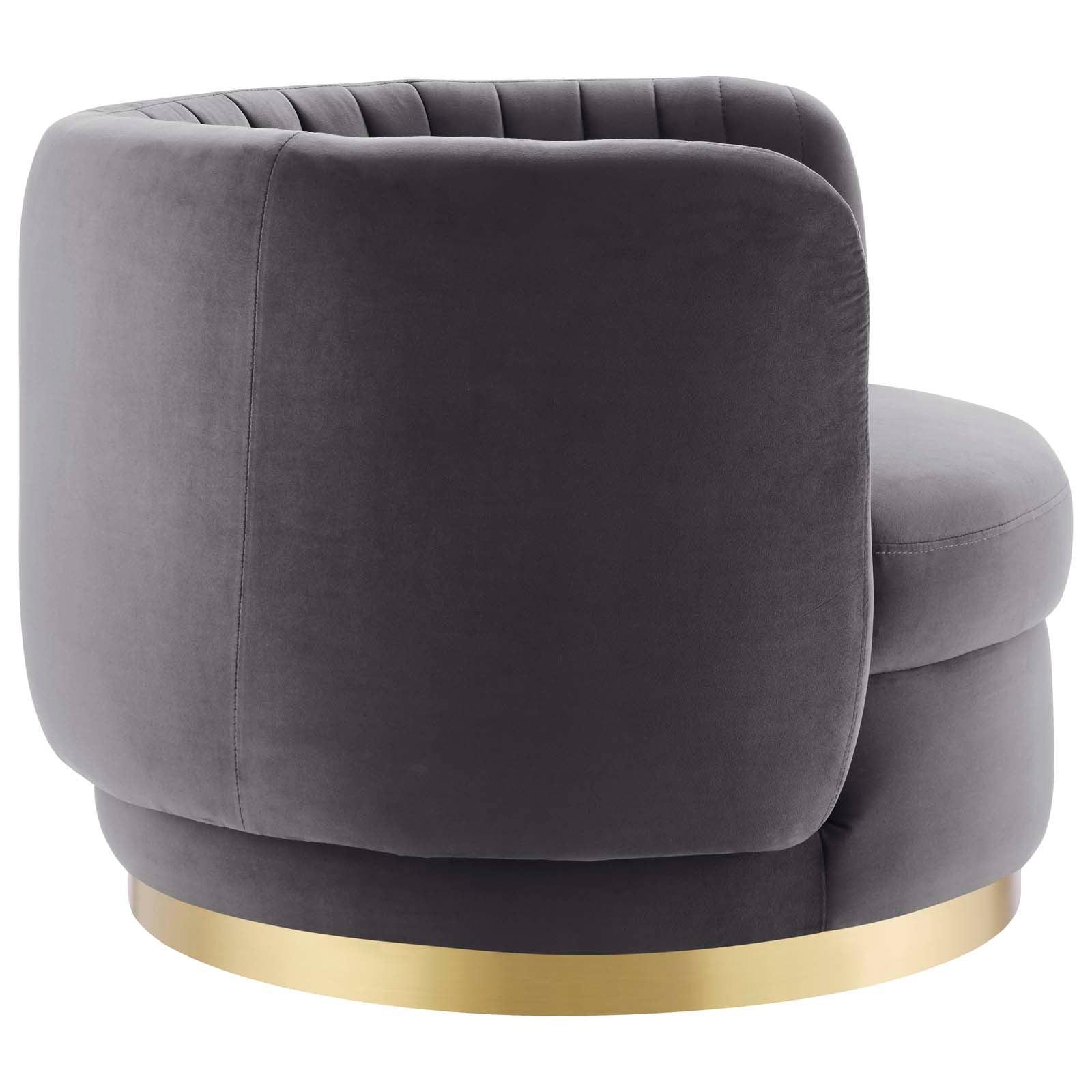 Embrace Tufted Performance Velvet Swivel Chair, EEI-4997 FredCo