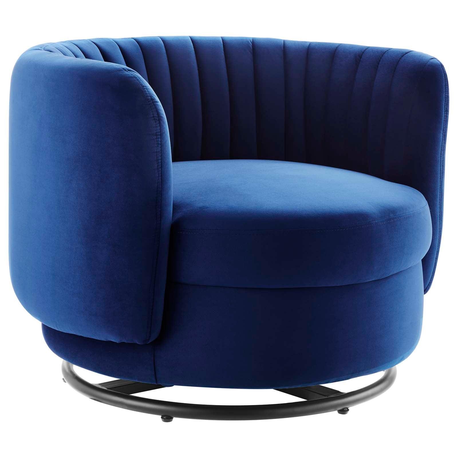 Embrace Tufted Performance Velvet Swivel Chair, EEI-4998 FredCo