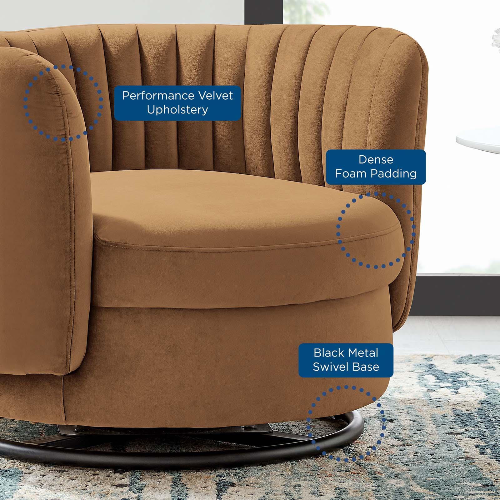 Embrace Tufted Performance Velvet Swivel Chair, EEI-4998 FredCo