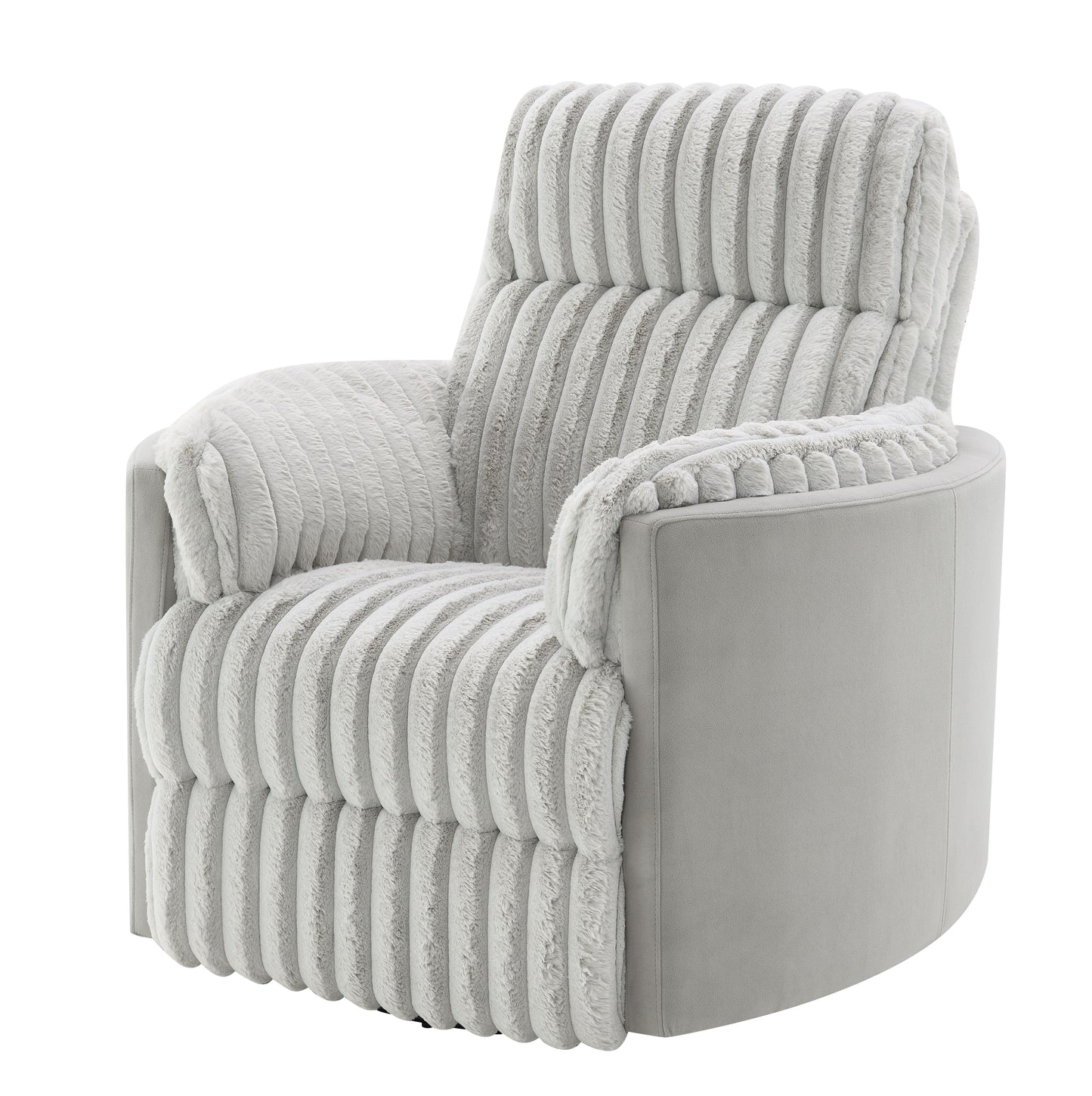 Emee Gray Corduroy Glider Recliner w/ Swivel FredCo