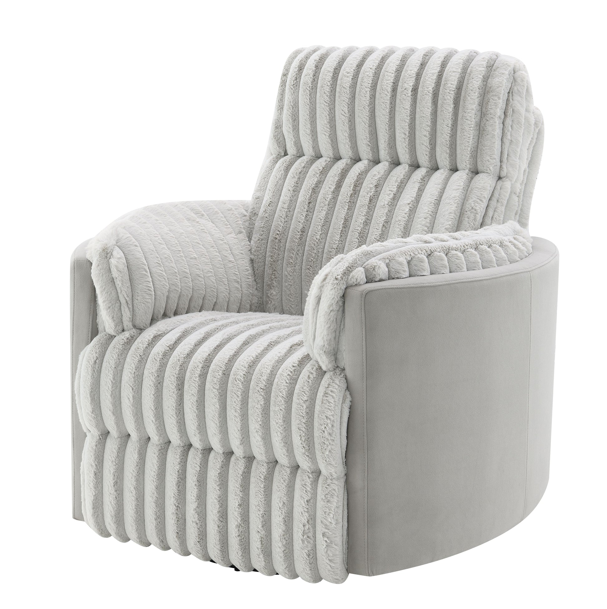Emee Gray Corduroy Glider Recliner w/ Swivel FredCo