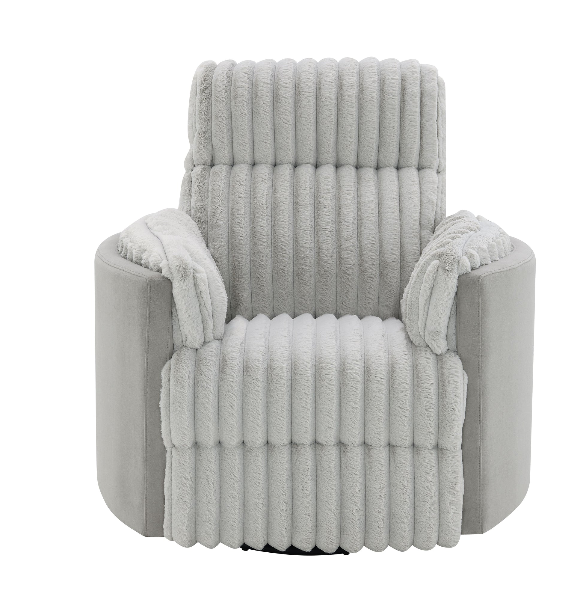 Emee Gray Corduroy Glider Recliner w/ Swivel FredCo