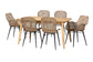 Emmali Modern Bohemian Greywashed Rattan and Natural Brown Finished Wood 7-Piece Dining Set FredCo