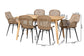 Emmali Modern Bohemian Greywashed Rattan and Natural Brown Finished Wood 7-Piece Dining Set FredCo