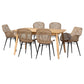Emmali Modern Bohemian Greywashed Rattan and Natural Brown Finished Wood 7-Piece Dining Set FredCo