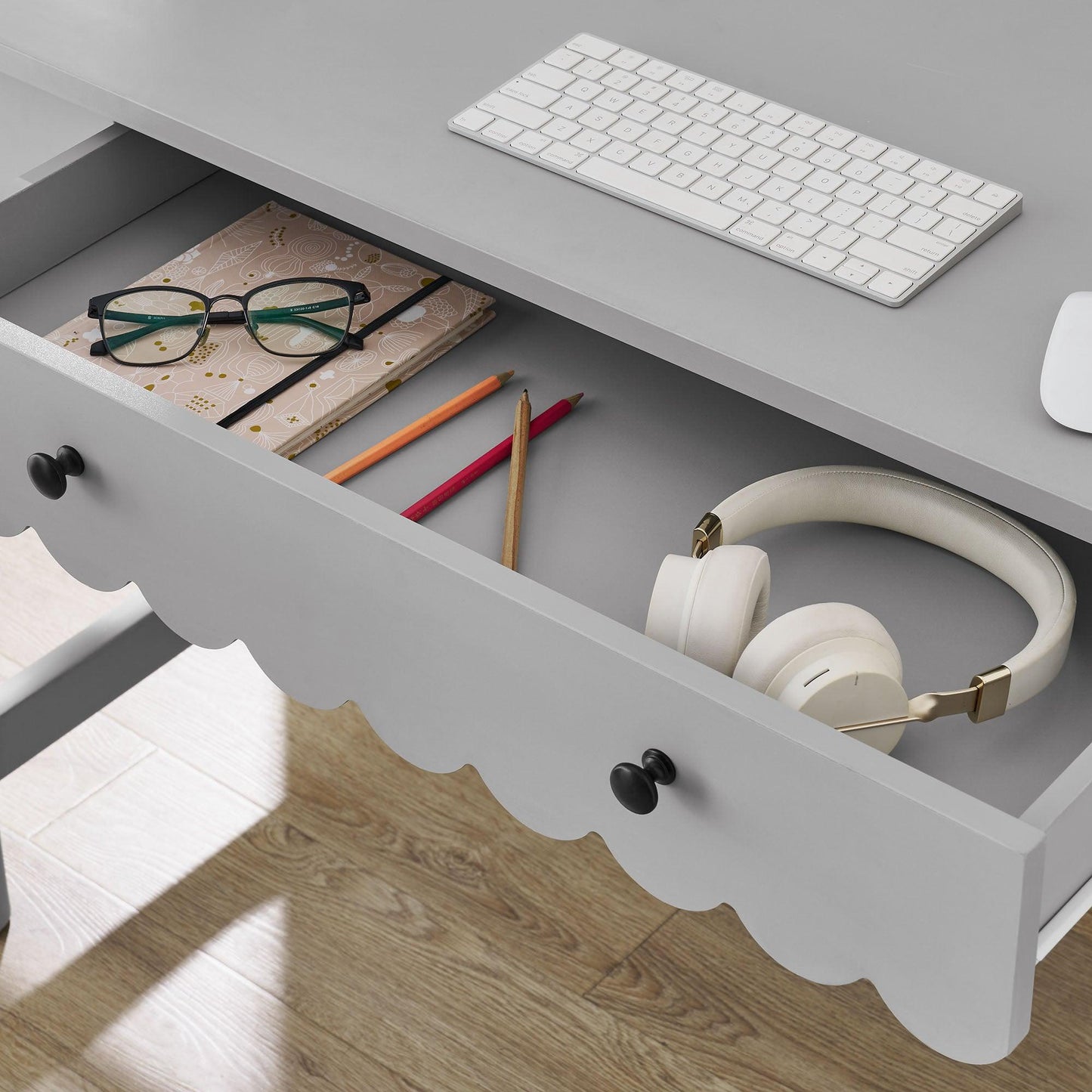 Emmeline 1-Drawer Scallop Writing Desk by Modway FredCo