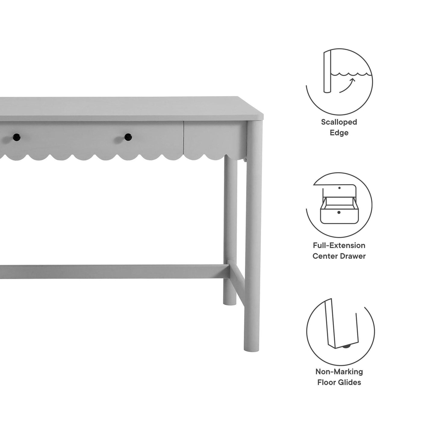 Emmeline 1-Drawer Scallop Writing Desk by Modway FredCo
