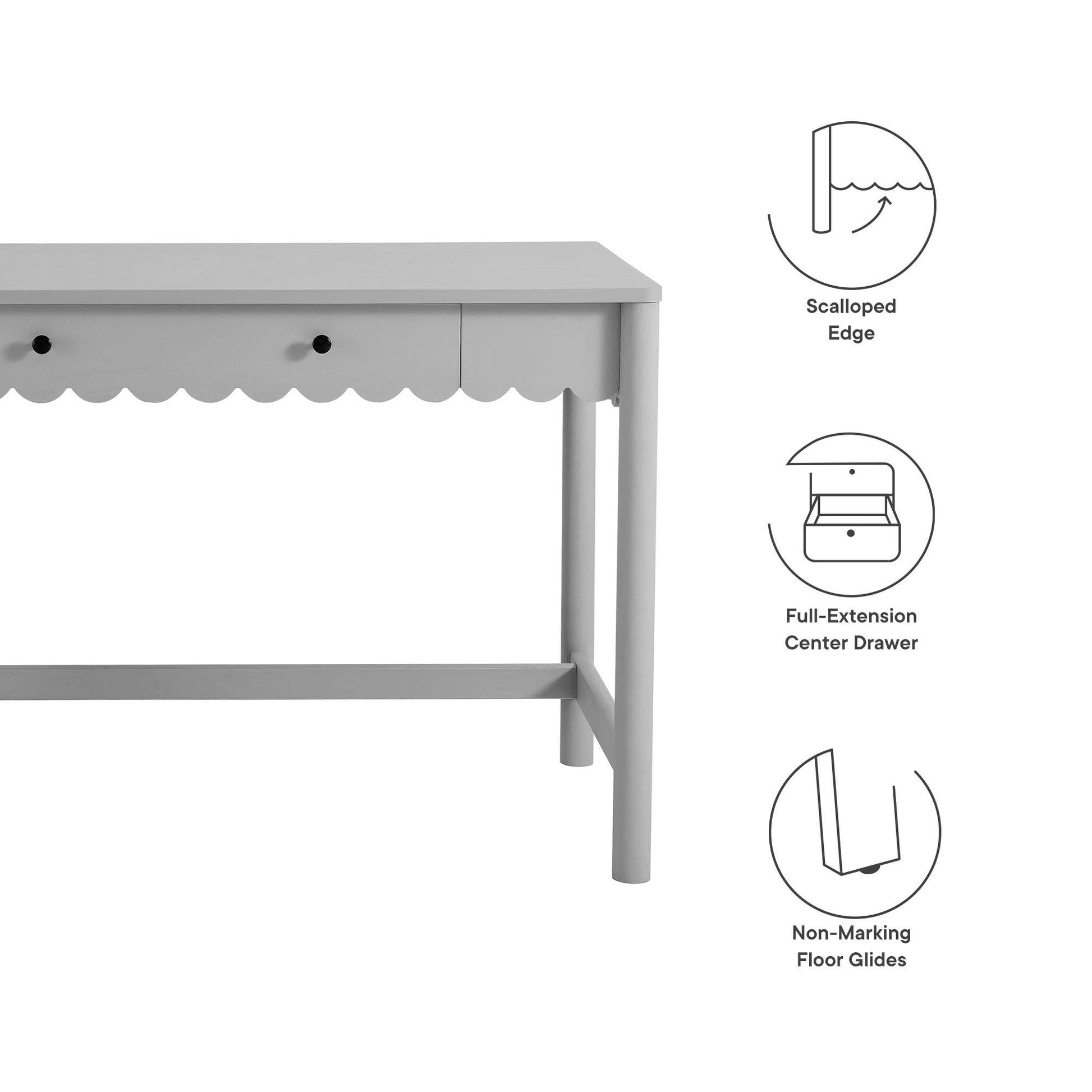 Emmeline 1-Drawer Scallop Writing Desk by Modway FredCo