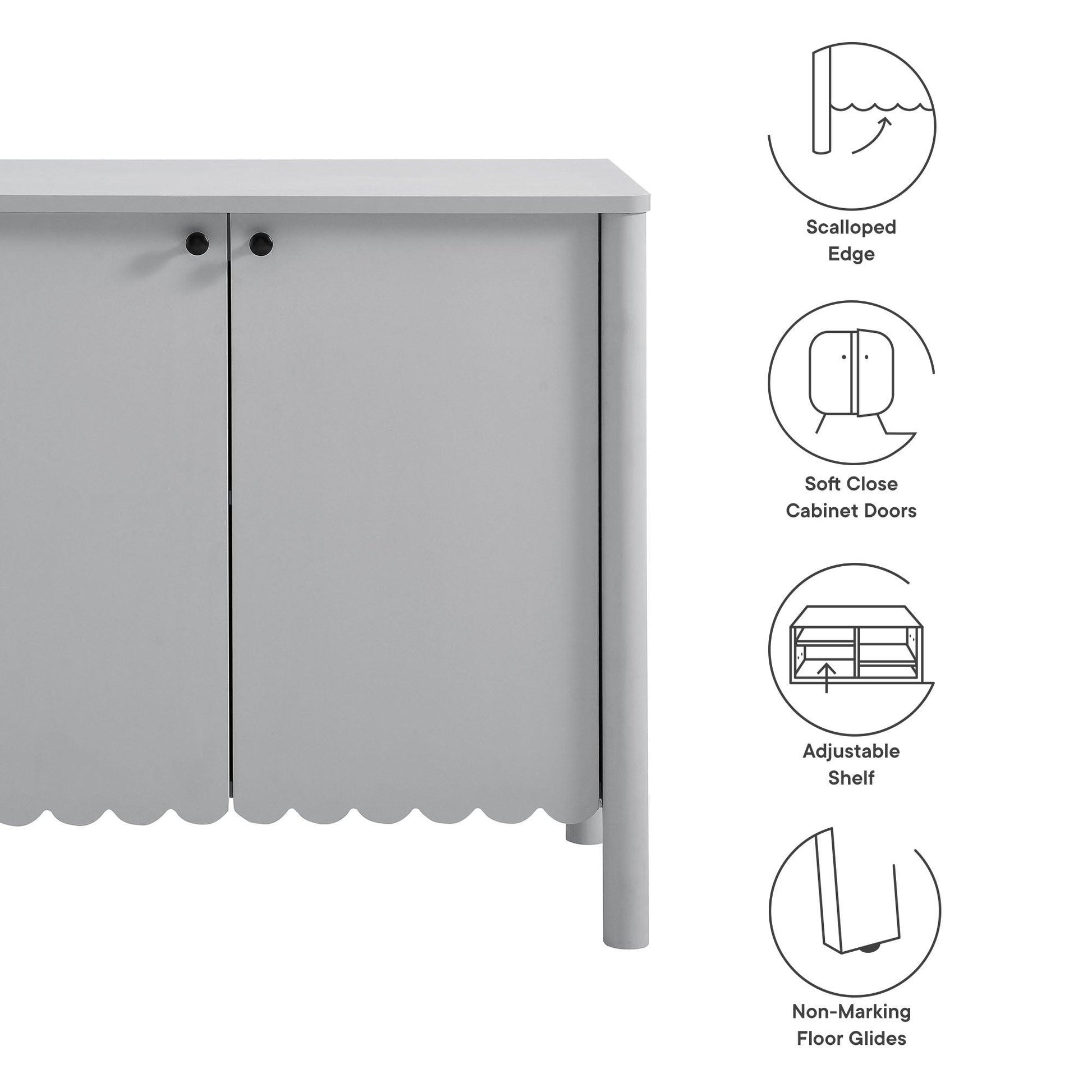 Emmeline 35" 2-Door Scalloped Sideboard Cabinet by Modway FredCo