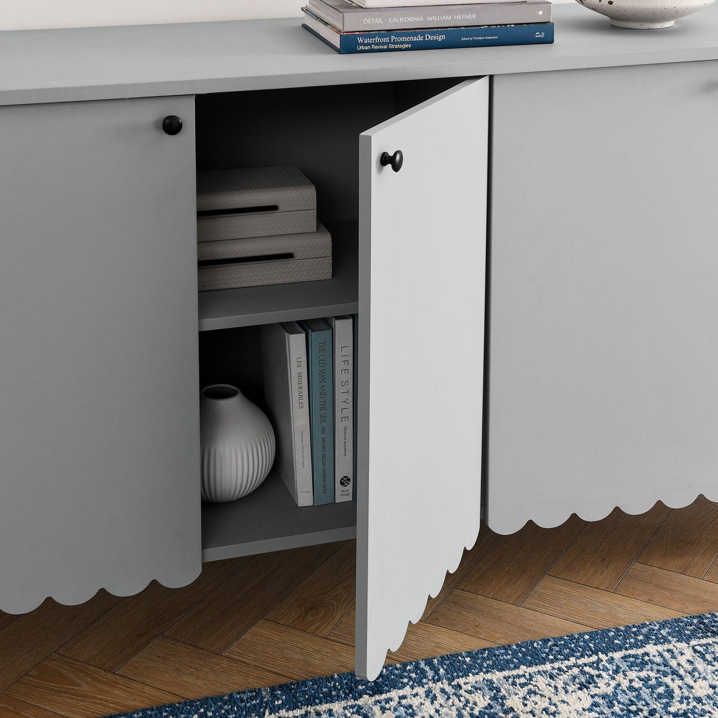 Emmeline 66" 4-Door Scalloped Sideboard Cabinet by Modway FredCo