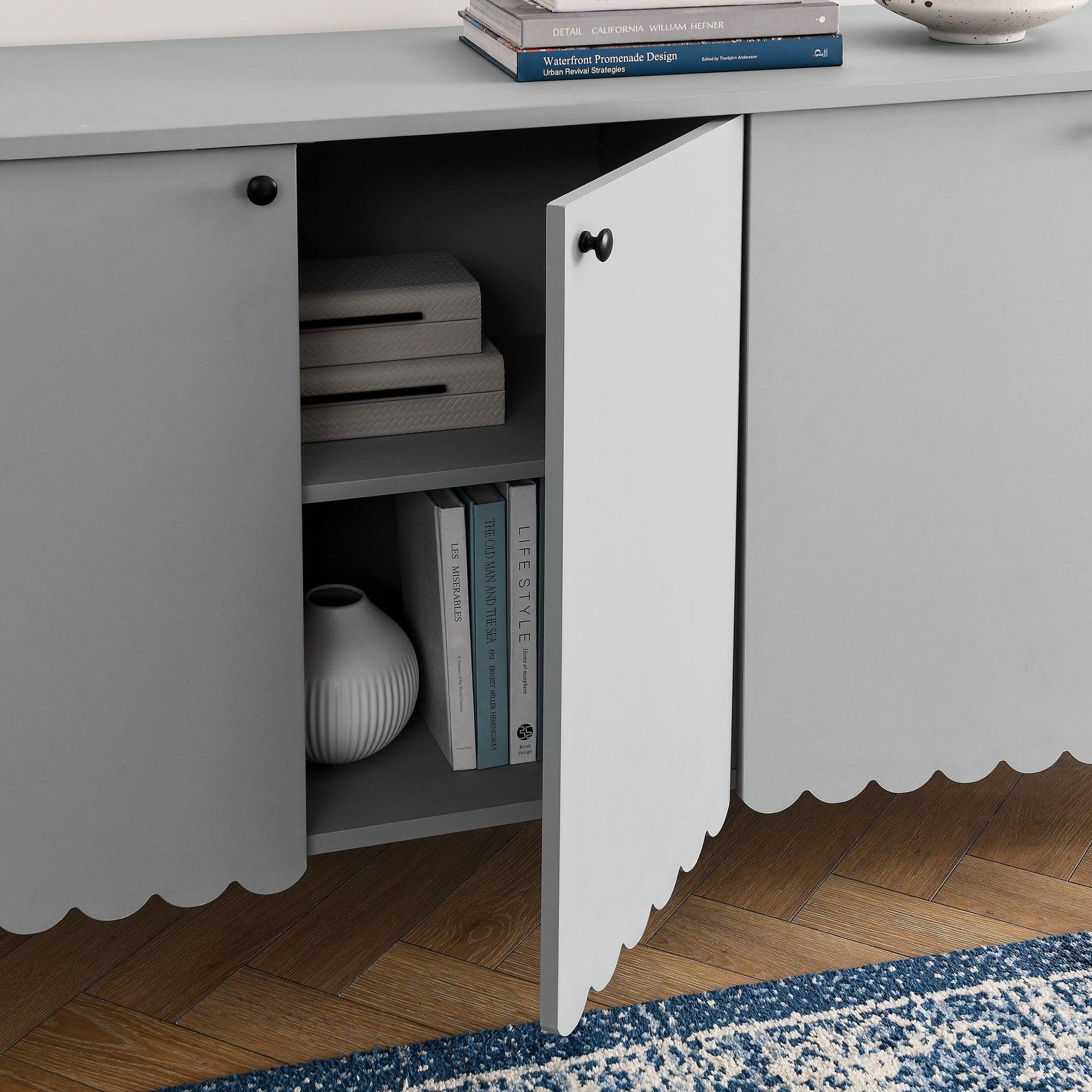 Emmeline 66" 4-Door Scalloped Sideboard Cabinet by Modway FredCo