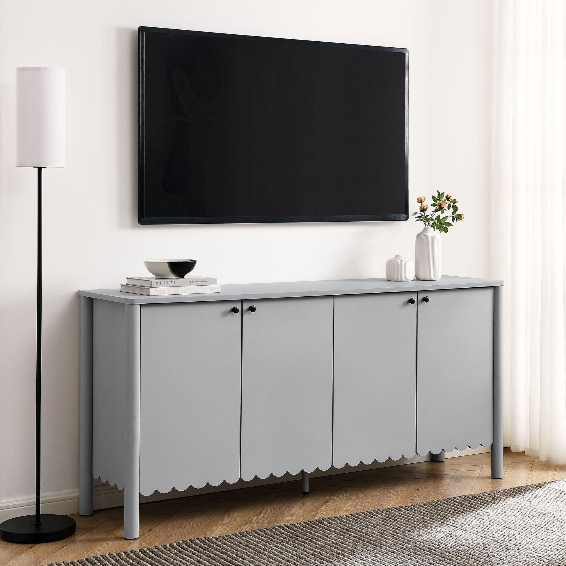 Emmeline 66" 4-Door Scalloped Sideboard Cabinet by Modway FredCo
