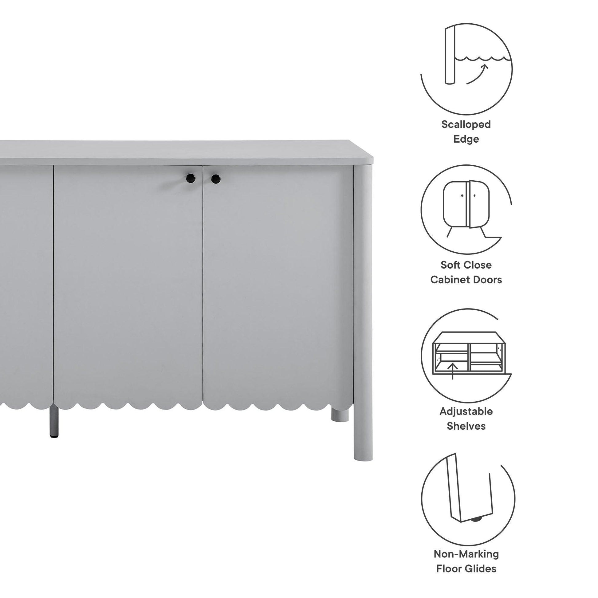 Emmeline 66" 4-Door Scalloped Sideboard Cabinet by Modway FredCo
