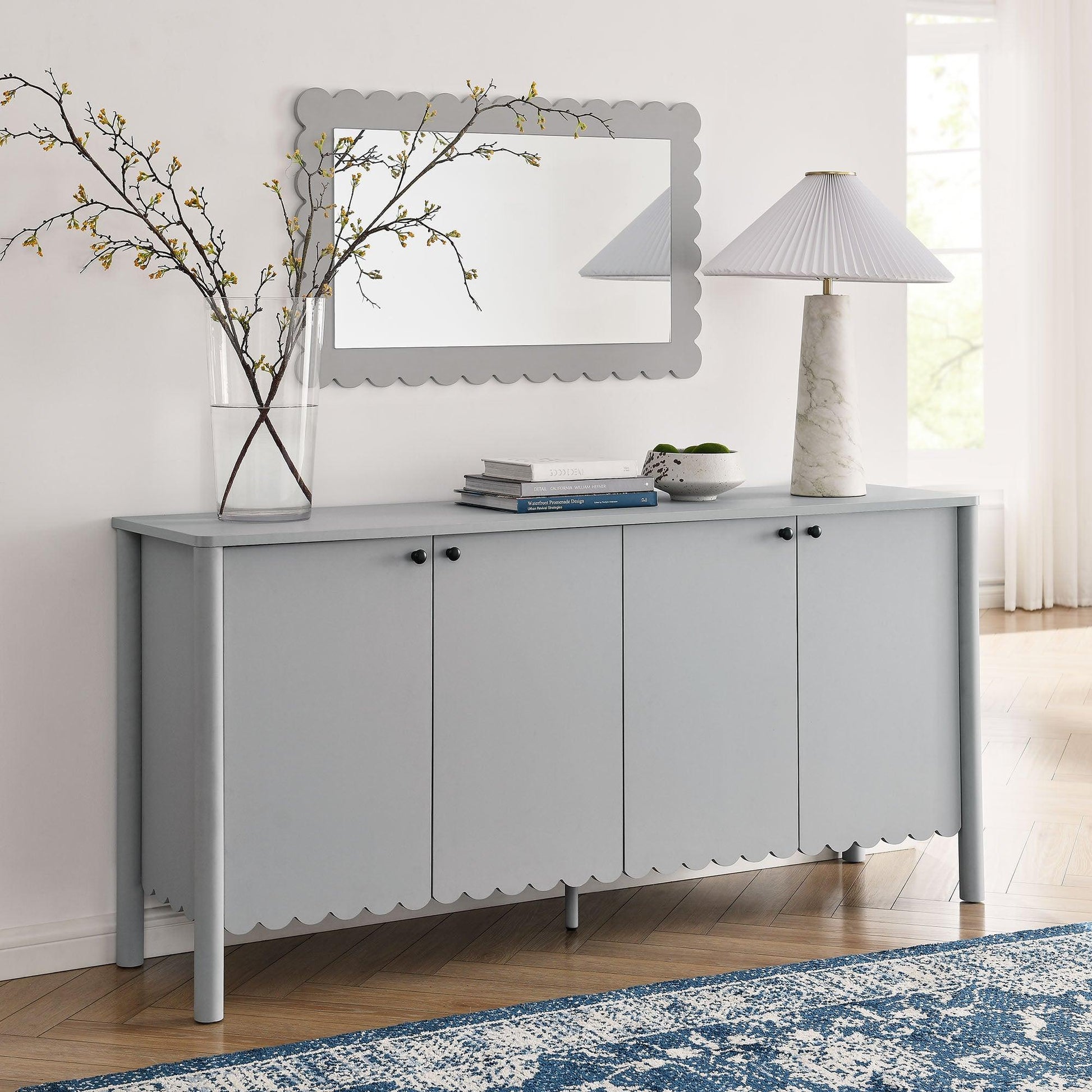 Emmeline 66" 4-Door Scalloped Sideboard Cabinet by Modway FredCo