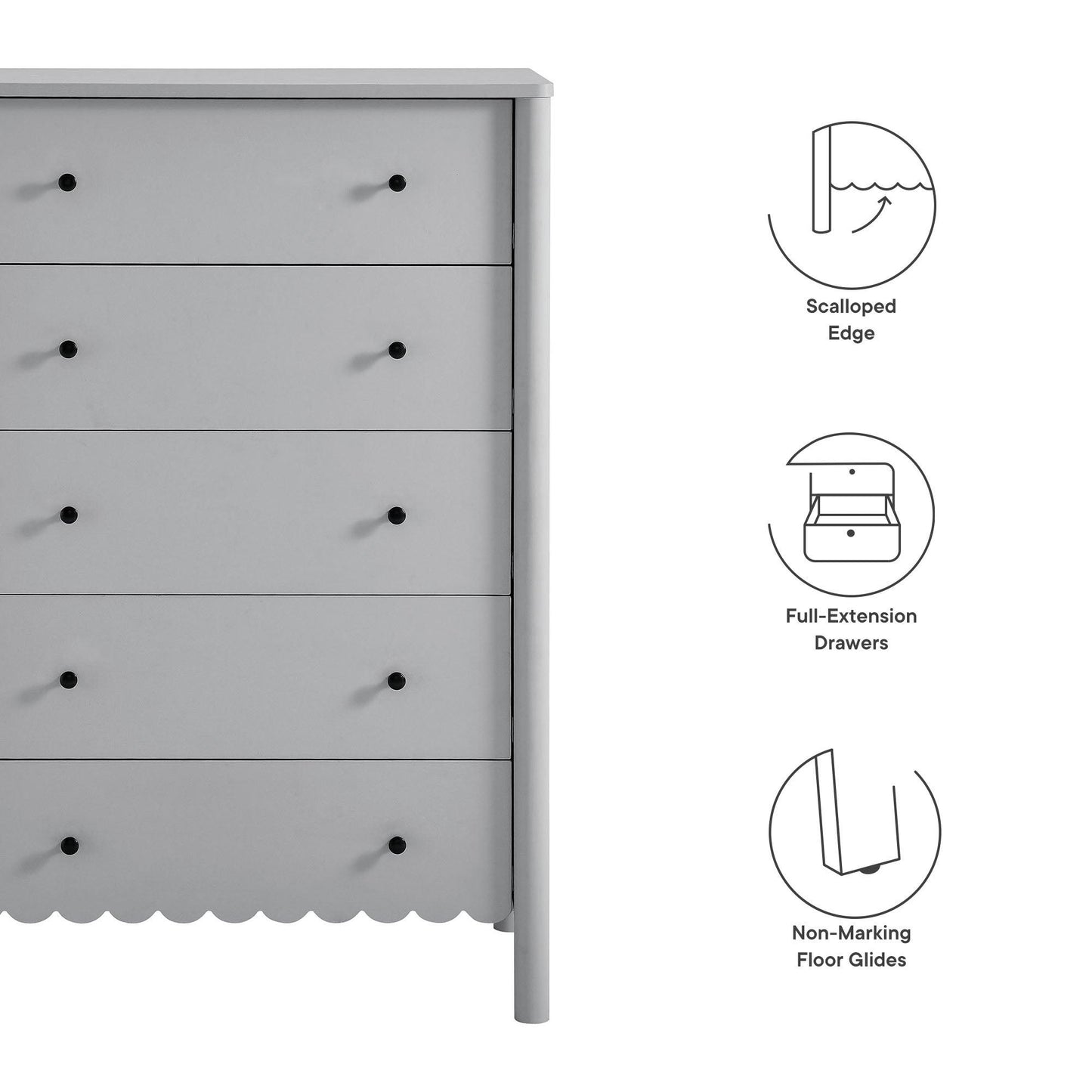 Emmeline Scalloped 5-Drawer Chest by Modway FredCo