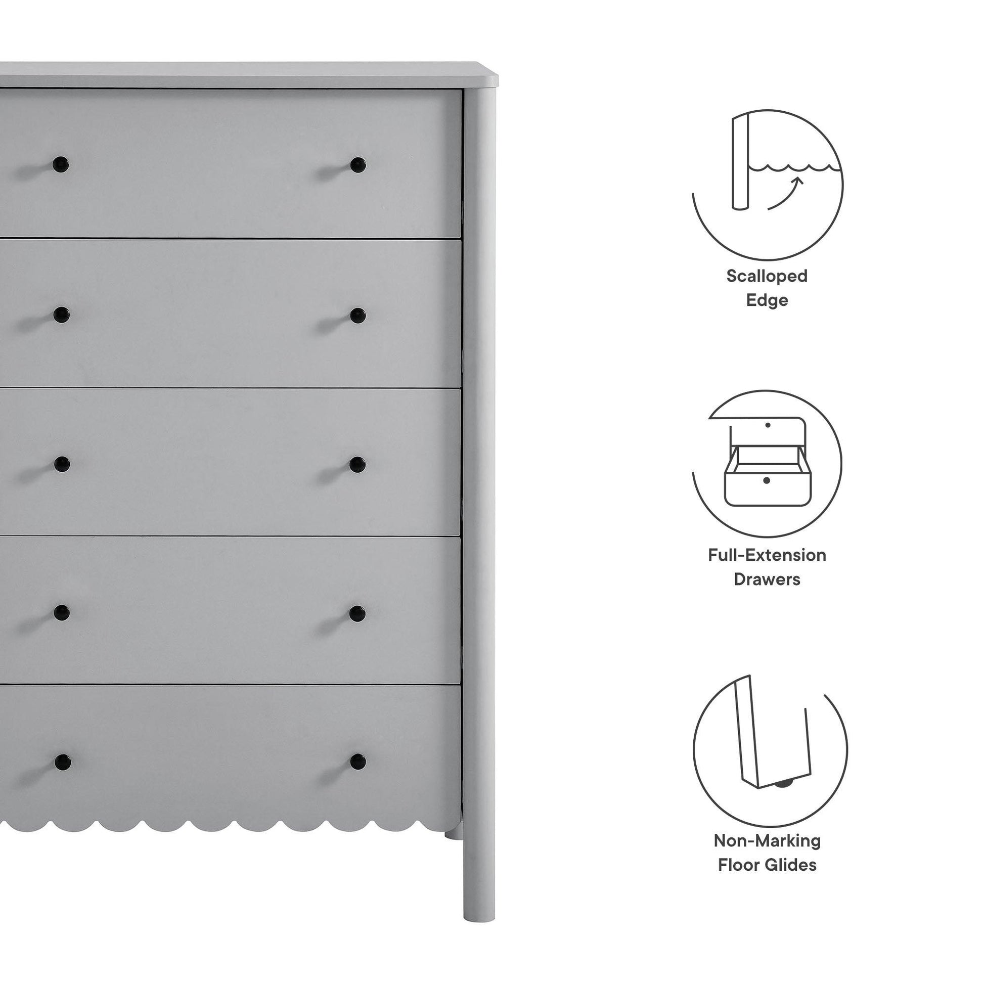 Emmeline Scalloped 5-Drawer Chest by Modway FredCo