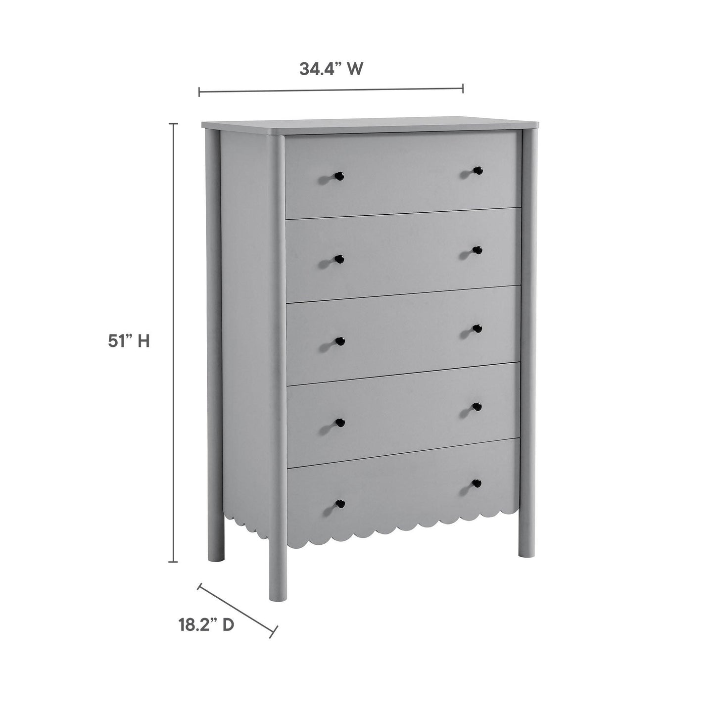 Emmeline Scalloped 5-Drawer Chest by Modway FredCo