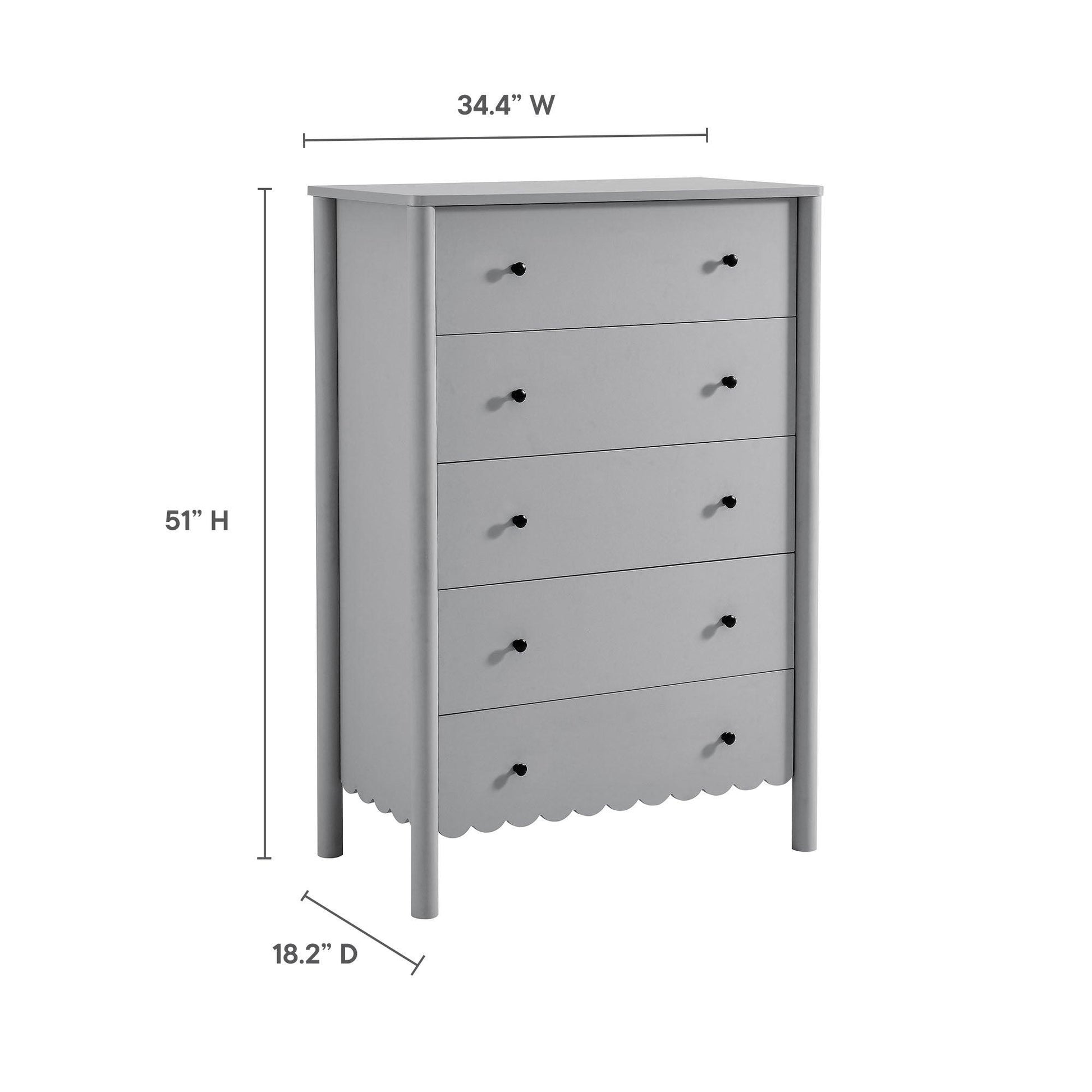Emmeline Scalloped 5-Drawer Chest by Modway FredCo