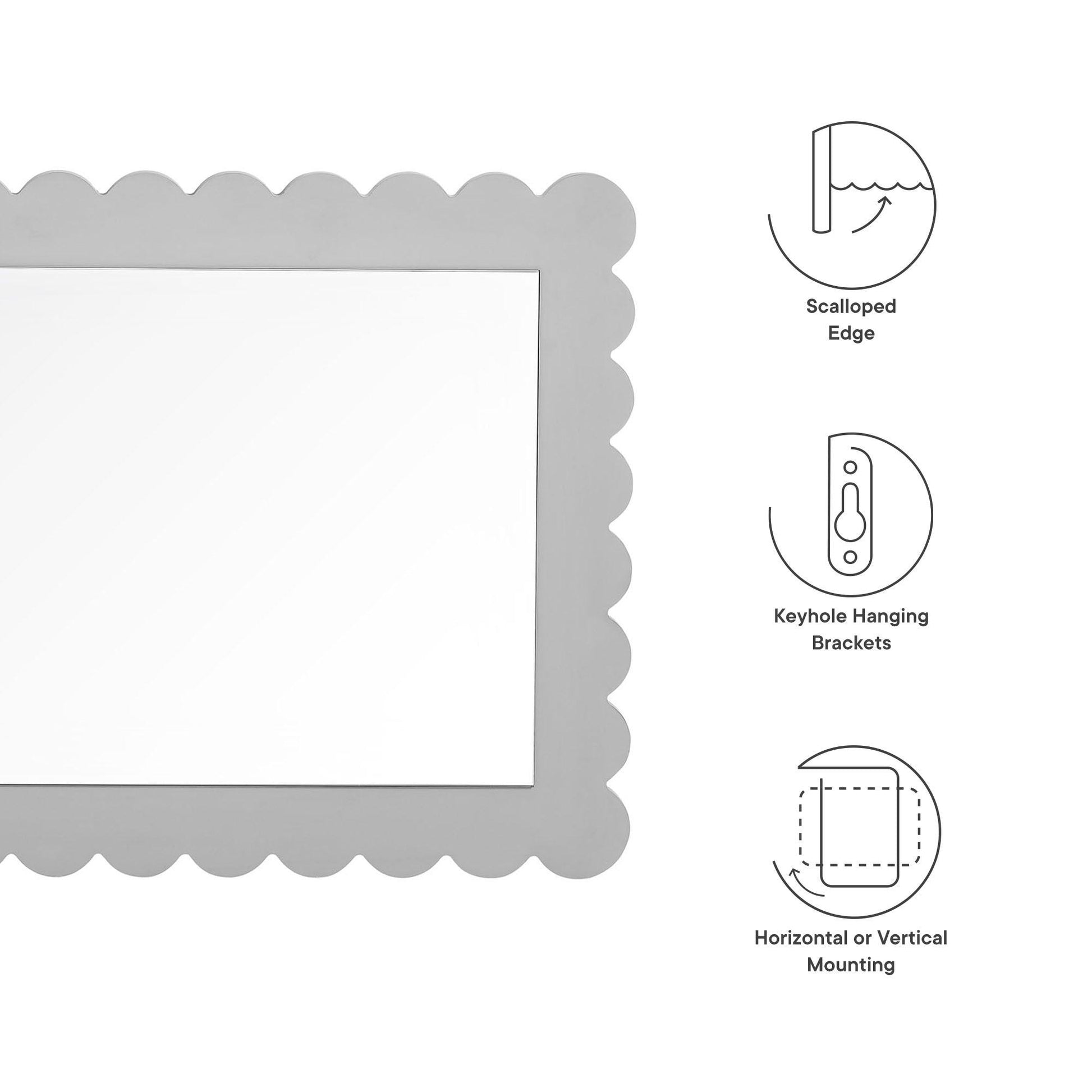 Emmeline Scalloped Rectangle Wall Mirror by Modway FredCo