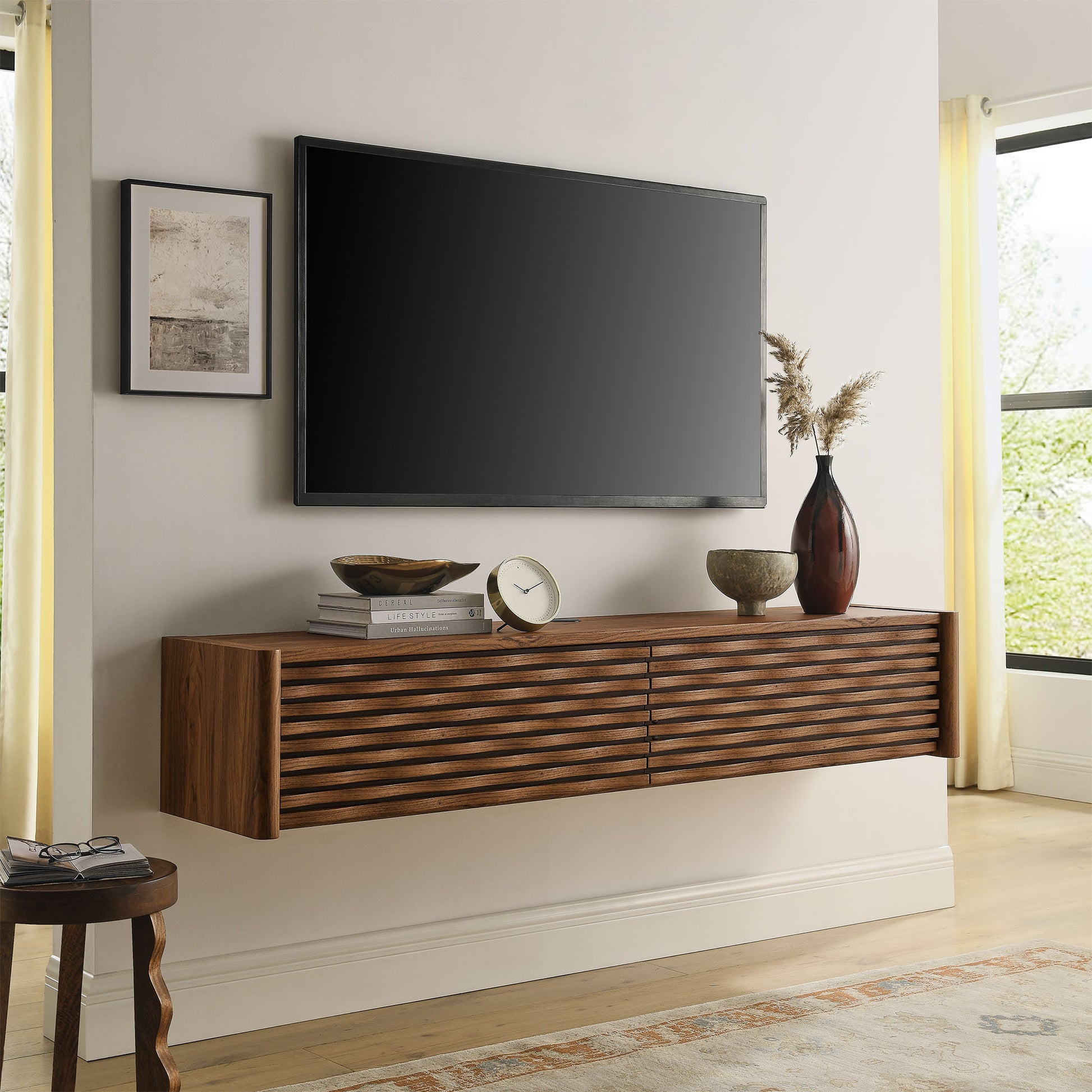 Emric Wave 71" Wall-Mounted TV Cabinet by Modway EEI-7352 FredCo