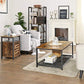 End Table with Cabinet Rustic Brown