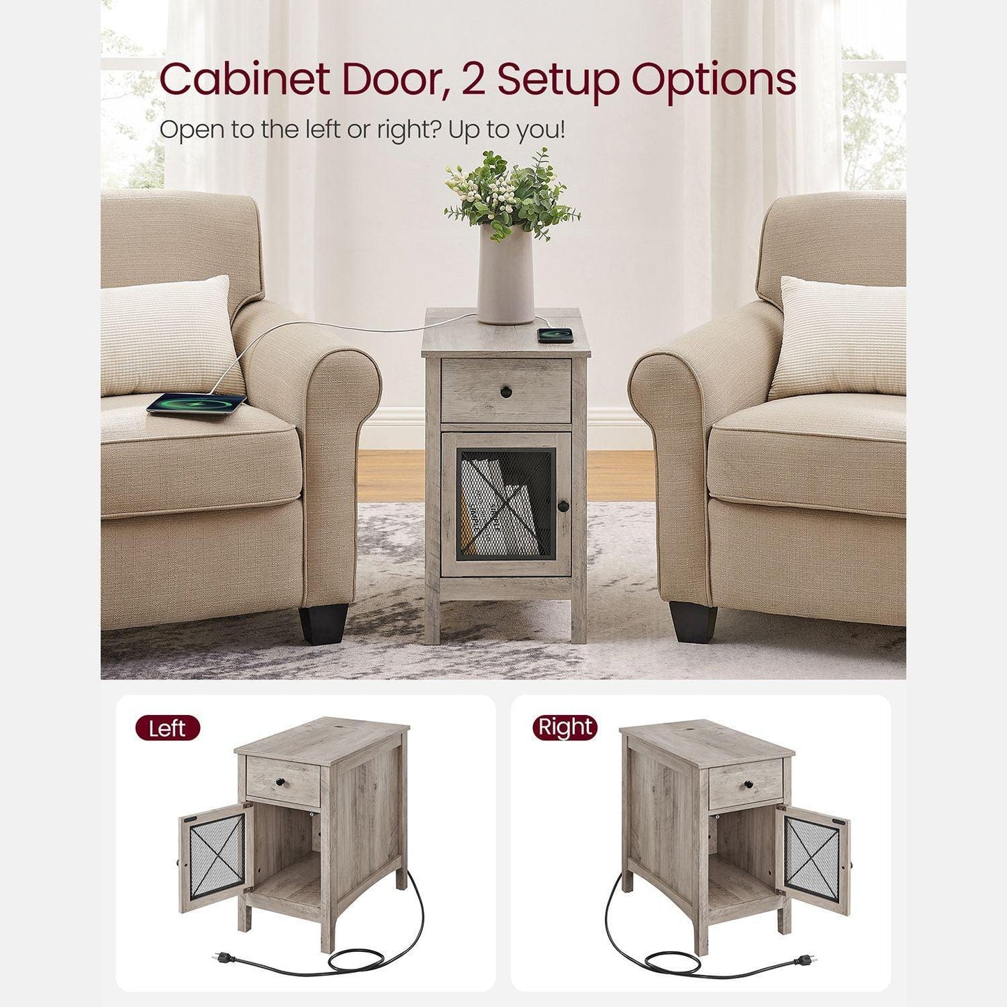 End Table with USB Ports and Outlets FredCo