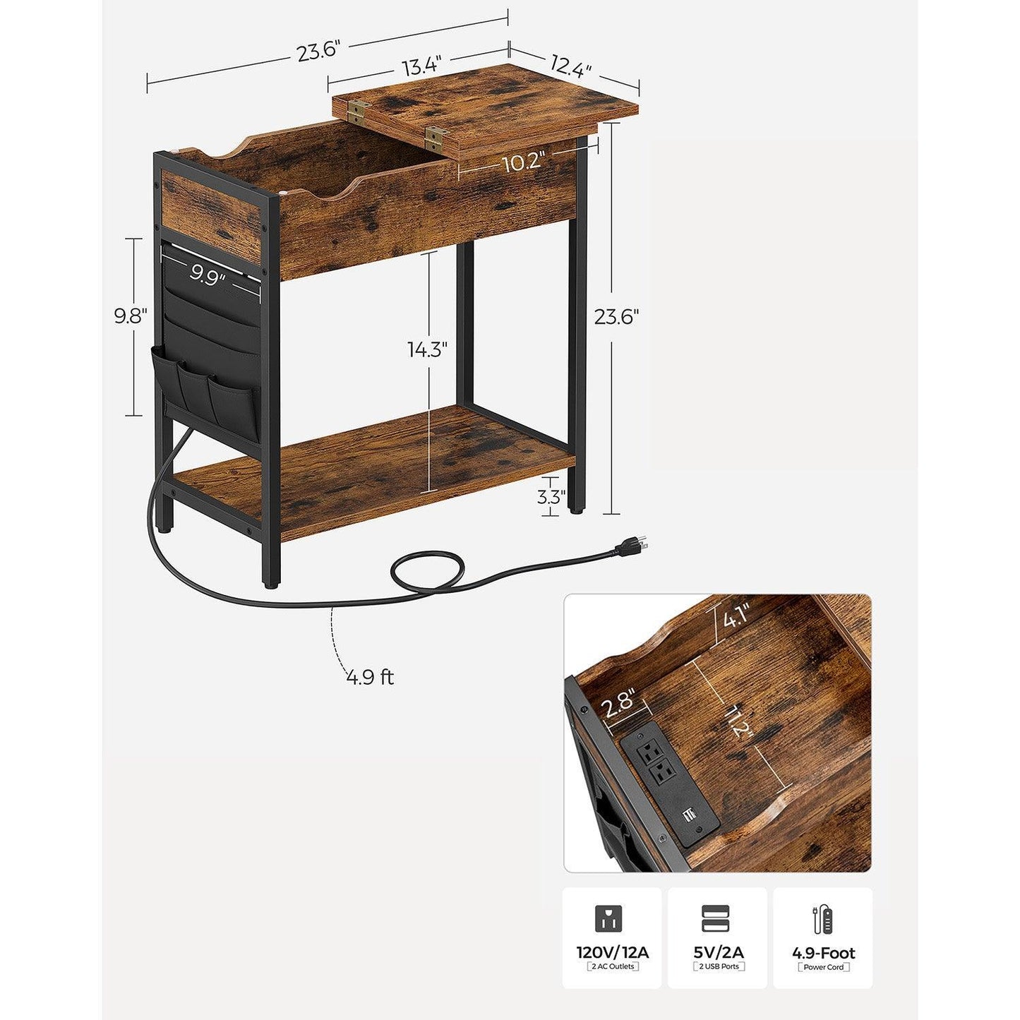 End Tables Set with USB Ports and Outlets FredCo