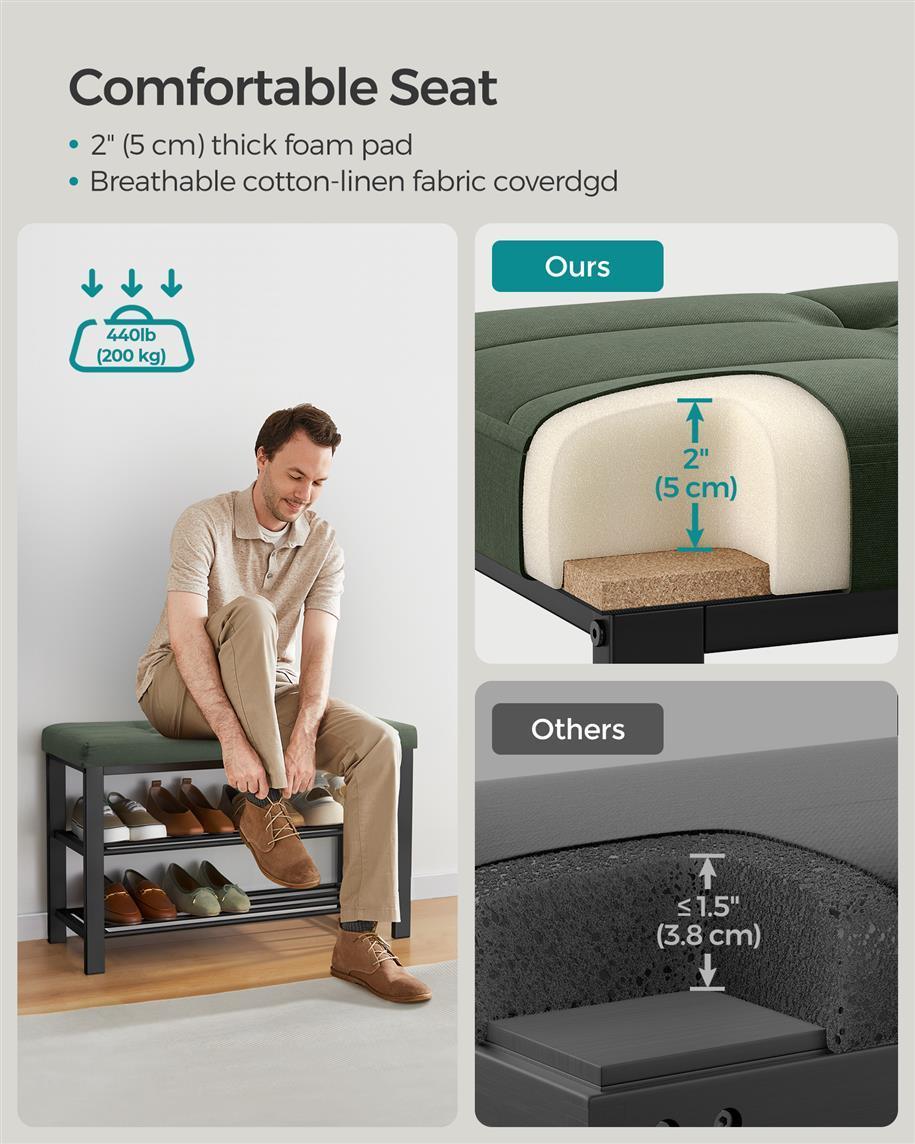 Entryway Shoe Storage Bench with Cushion FredCo