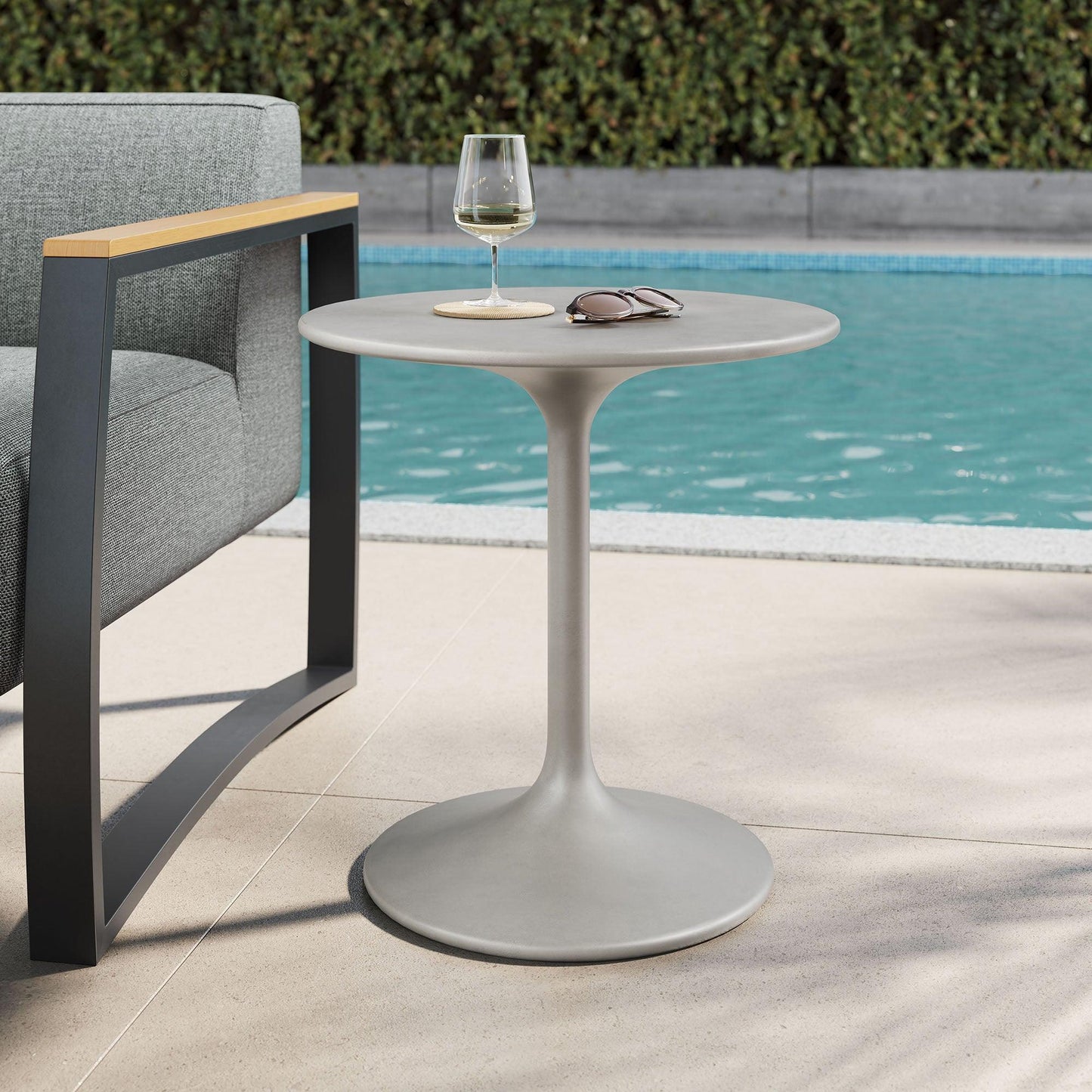 Esme Outdoor Patio Outdoor Patio Concrete Side Table by Modway FredCo