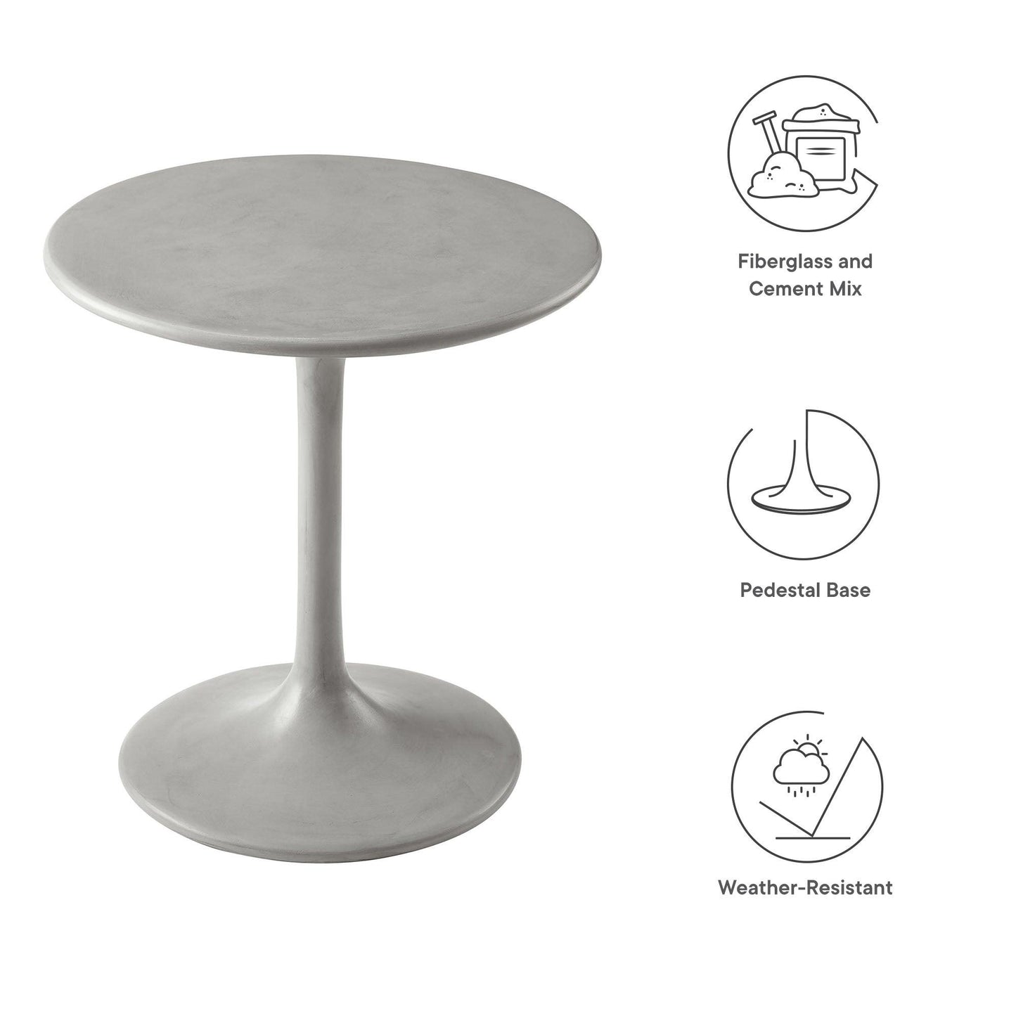 Esme Outdoor Patio Outdoor Patio Concrete Side Table by Modway FredCo