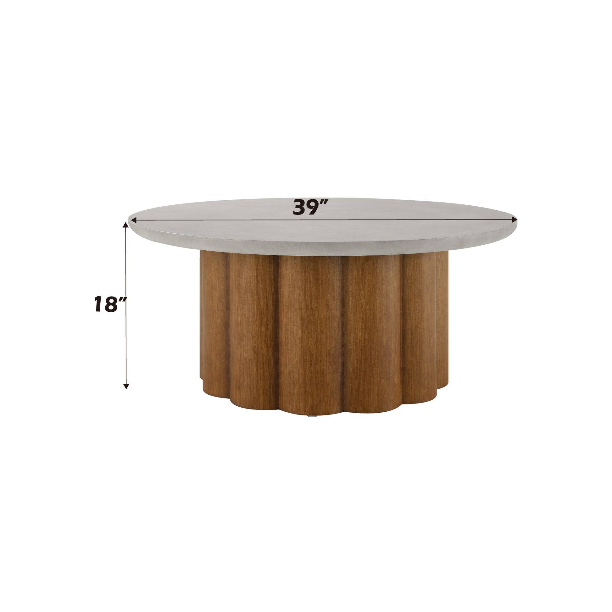 Evelyn Faux Concrete Top & Walnut Finish Round Shaped Coffee Table FredCo