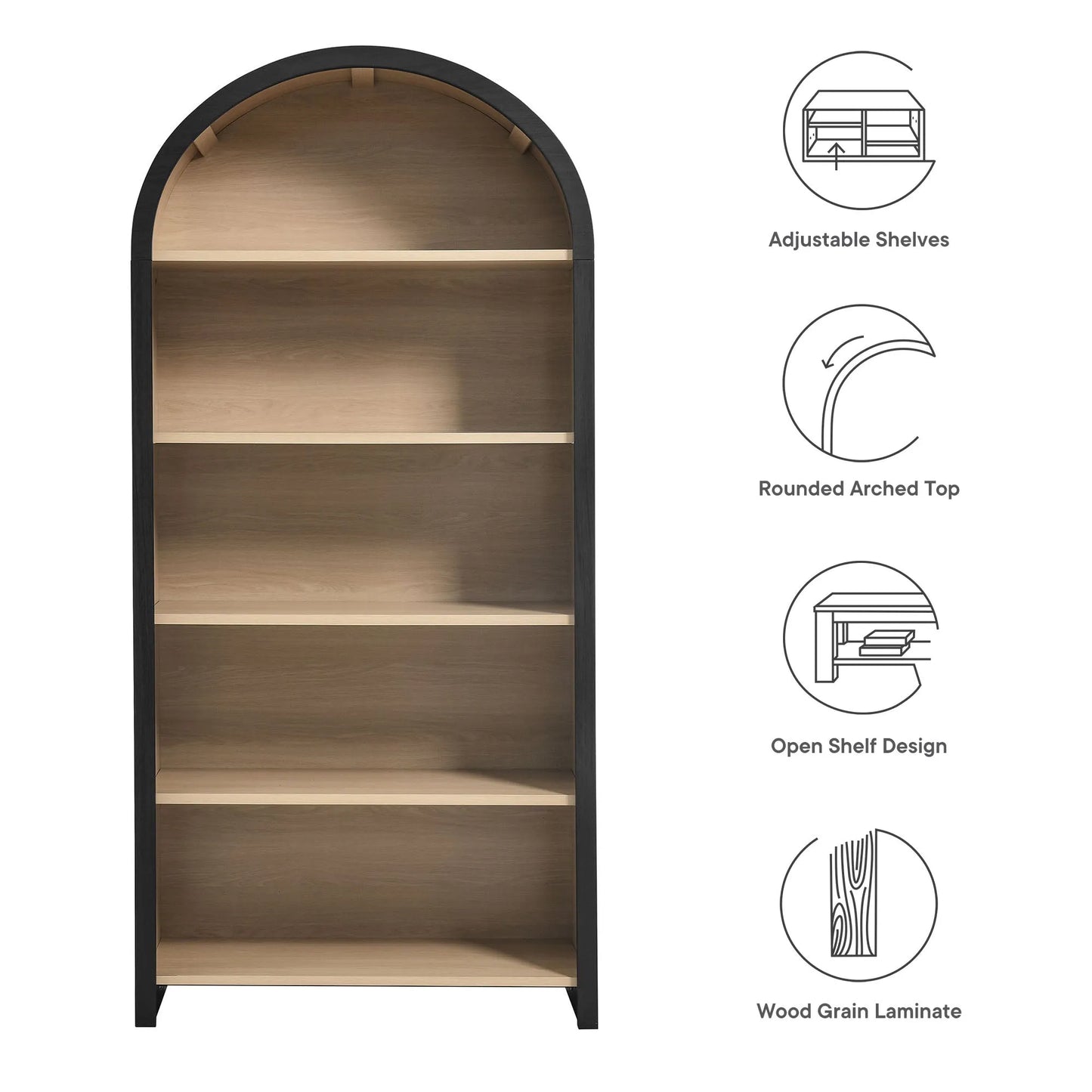 Evie Arched Wide Bookcase Display Cabinet by Modway EEI-7202 FredCo