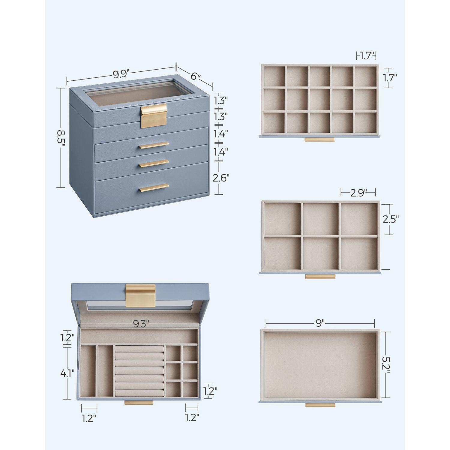 ewelry Box with Glass Lid, 4-Layer Jewelry Organizer FredCo