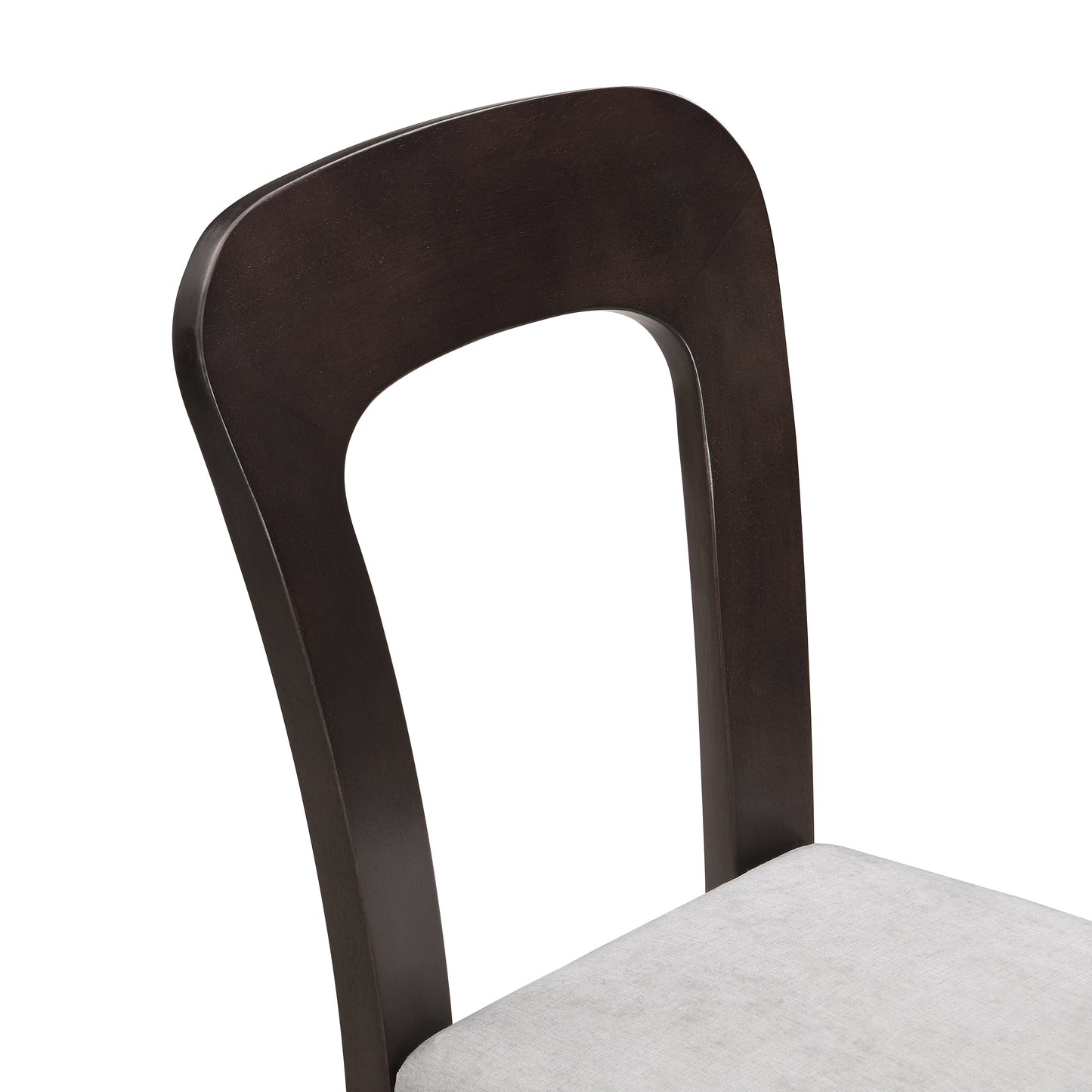 Dark wood dining chair with light cushioned seat, modern furniture from FredCo International