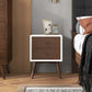 Caroline Mid Century Modern Style 2-Drawer White Night Stand Solid Wood 23.6'H x 17.7'W x 15.7'D FredCo