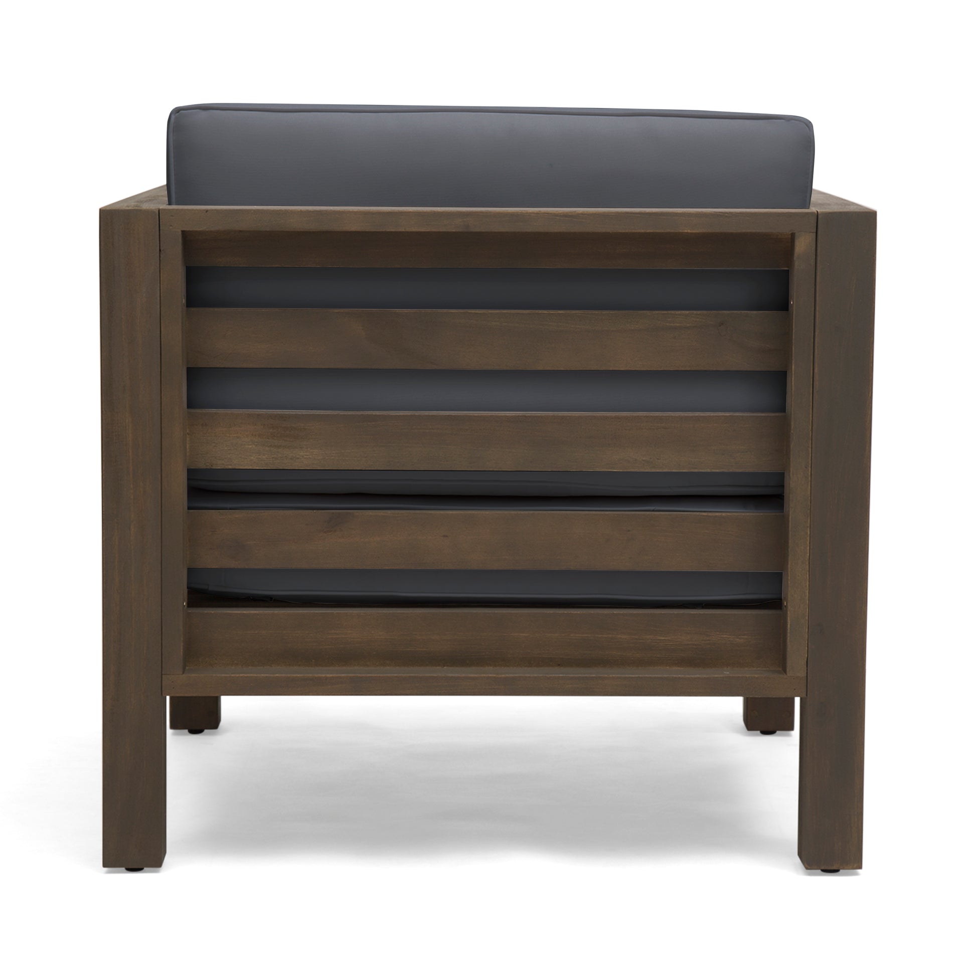 Outdoor Club Chair, Acacia Wood Patio Chair with Fabric Cushion for Backyard, Poolside, Garden or Porch, Grey FredCo