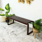 Christina Mid-Century Modern Tan Leather Bench with Solid Wood Frame and Tapered Legs 18.5'H x 55'W x 15.7'D for Living Room Bedroom Waiting Room FredCo